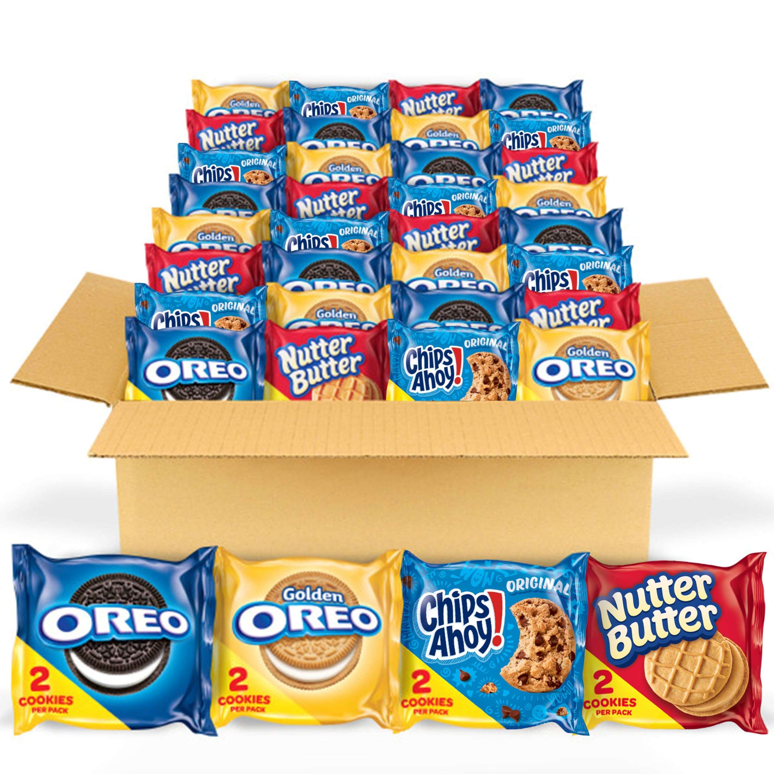 OREO Original, OREO Golden, CHIPS AHOY! & Nutter Butter Cookie Snacks Variety Pack, 56 Snack Packs (2 Cookies Per Pack) - Image 1
