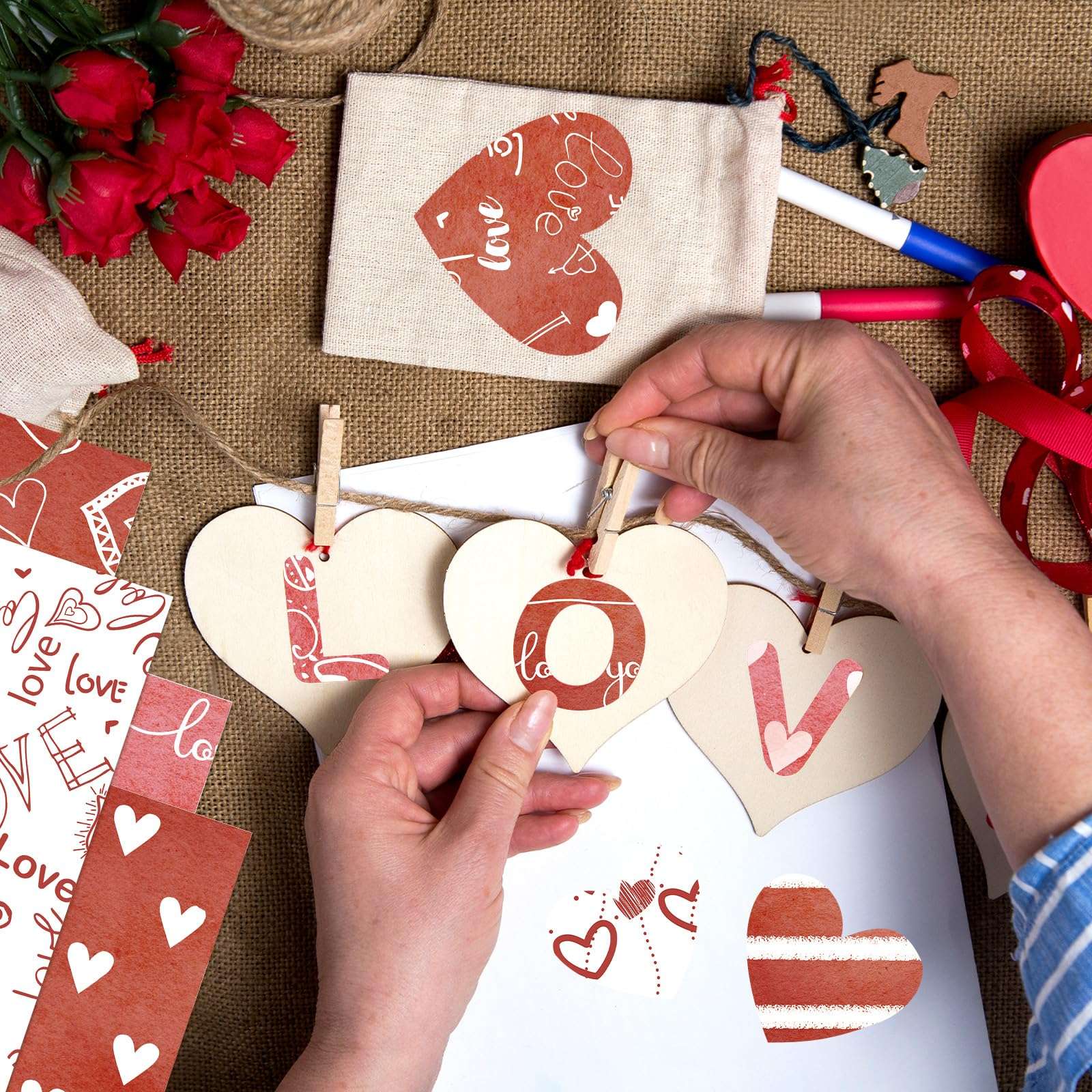 Valentines Pattern Paper Double Sided Valentine Decorative Scrapbook Craft Paper,Love Heart Red Black Cardstock for Valentines Craft Supplies Card Making Scrapbook(12 Design,24 Sheet,11 x 11 Inch) - Image 5
