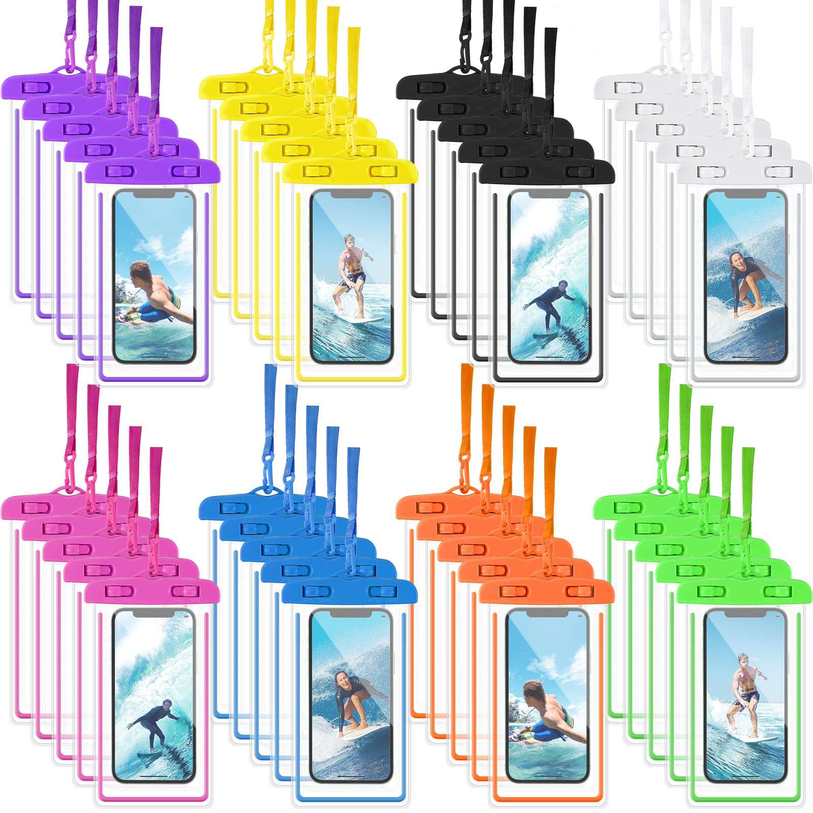 Flutesan 40 Pack Universal Clear Waterproof Phone Pouch Cell Phone Pouch Dry Bag Waterproof Cases Bag with Lanyard for Outdoor Sport Water Games Protect, up to 7 Inches(Multicolor) - Image 1