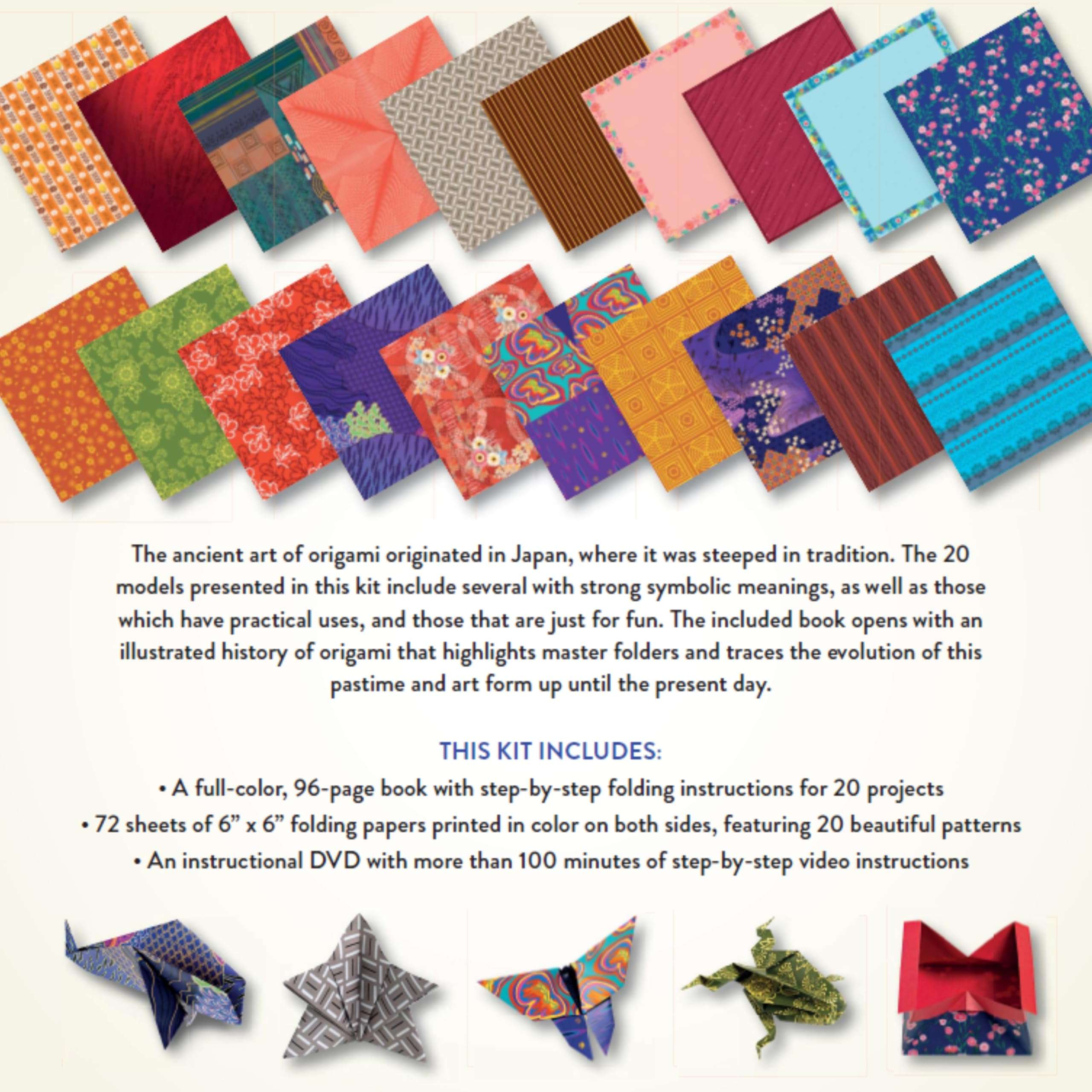 Japanese Origami for Beginners Kit: 20 Classic Origami Models: Kit with 96-page Origami Book, 72 Origami Papers and Instructional Videos: Great for Kids and Adults! - Image 2