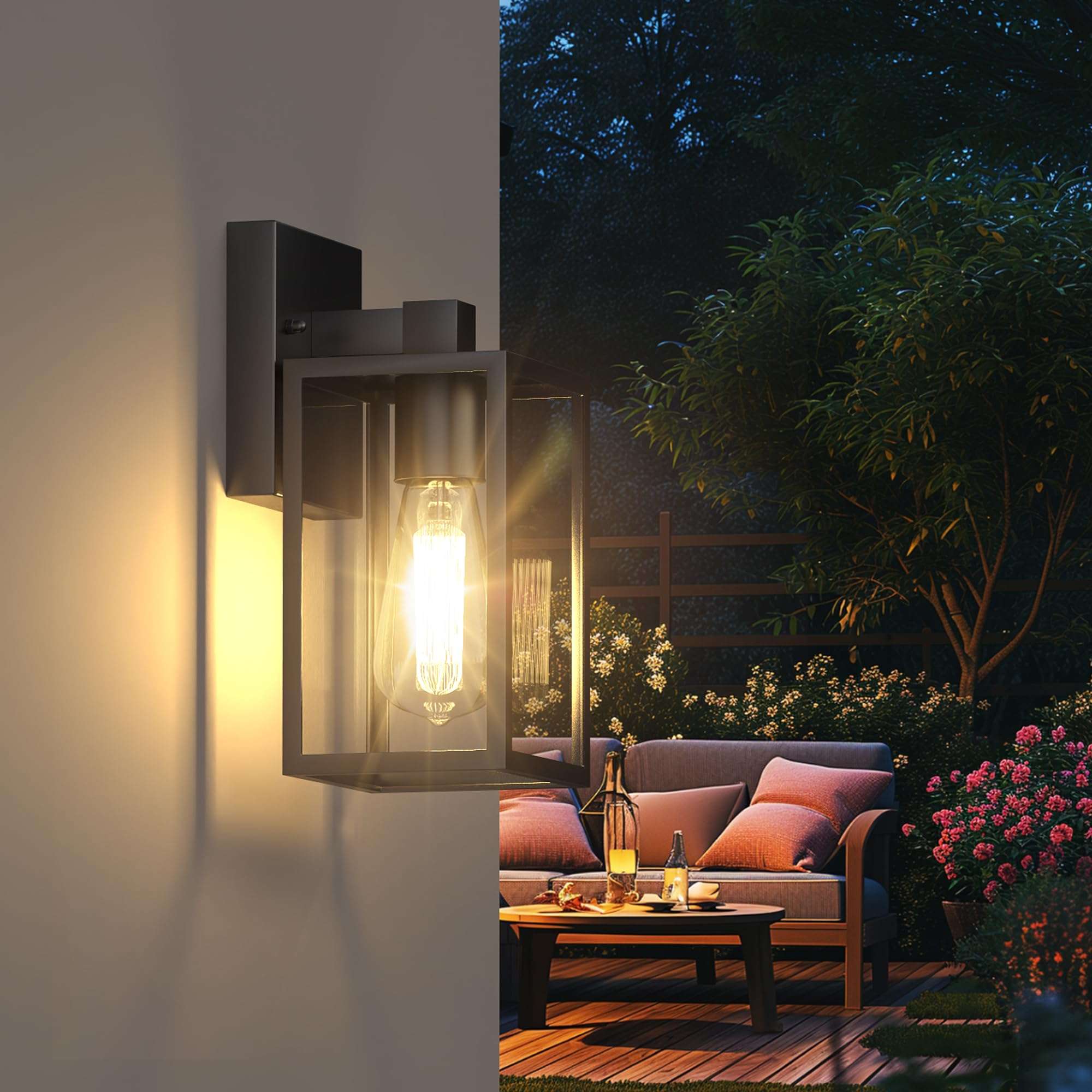 Outdoor Light Fixture Wall Mount, LED Exterior Lighting fixtures for Outside, Front Porch Lights, Waterproof Wall Sconce Lantern Lamp, Black Coach Lights for House, Patio, Garage, Doorway, Entryway - Image 6