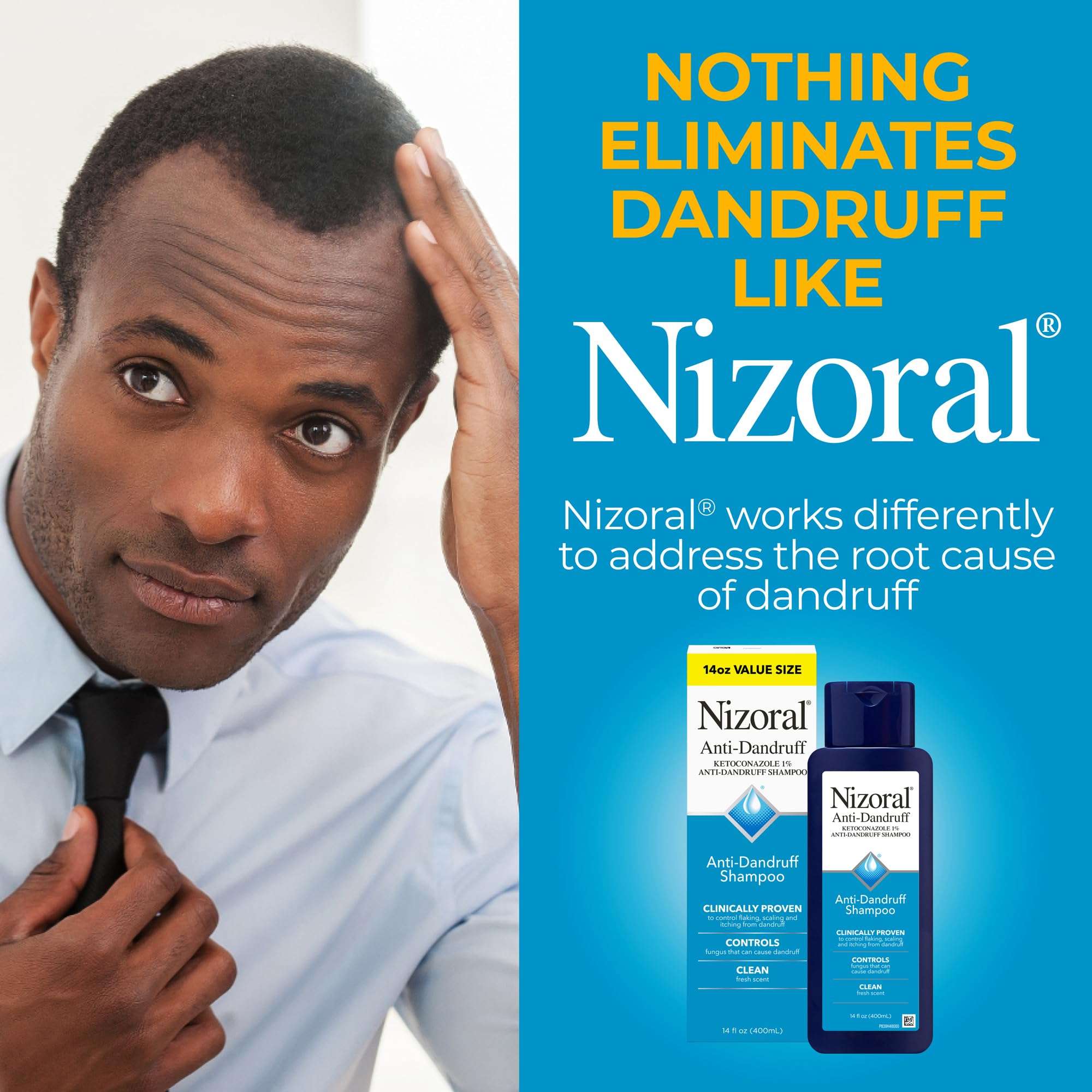 Nizoral Anti-Dandruff Shampoo with 1% Ketoconazole, 14 Fl Oz, Fresh Scent, Anti Fungal Shampoo - Image 5