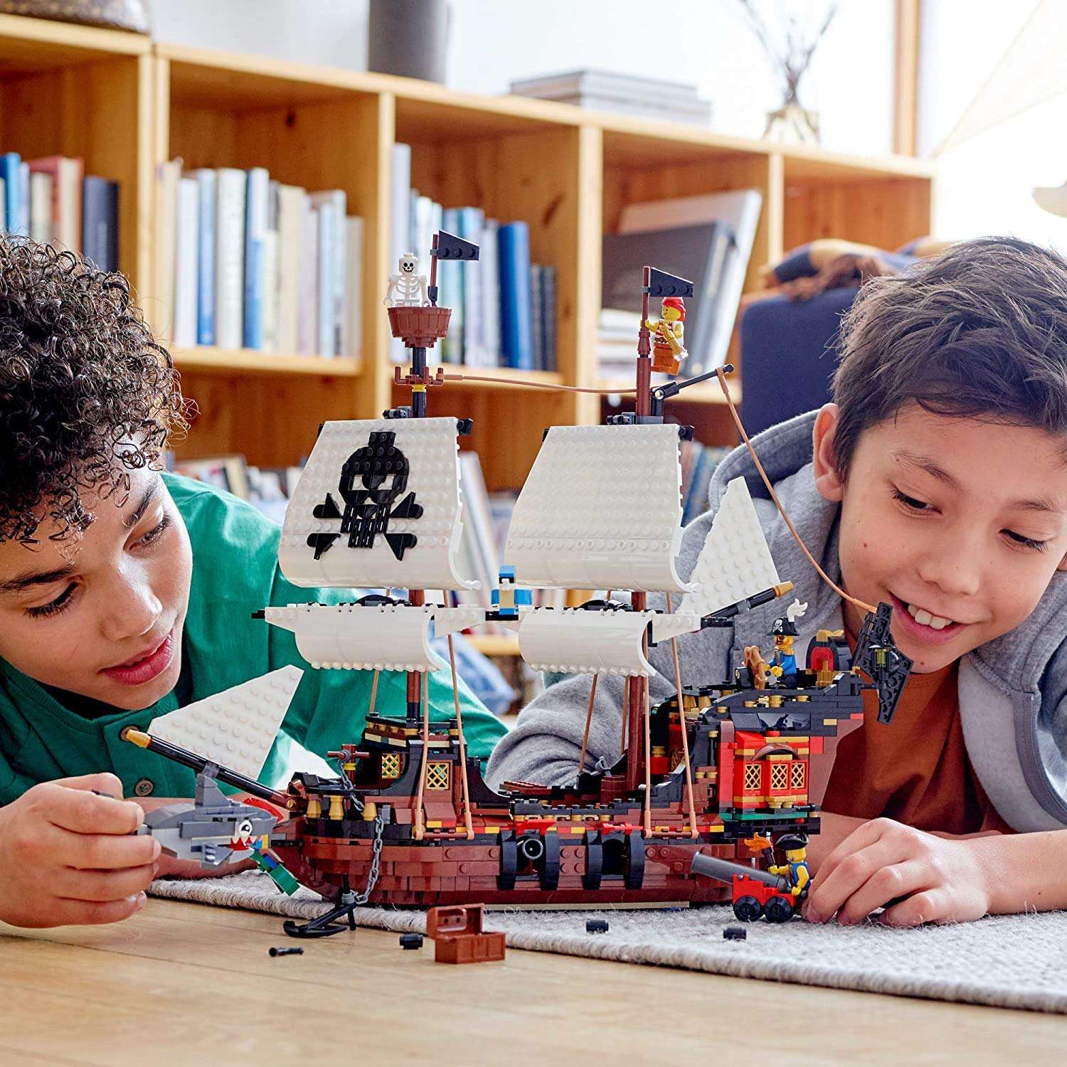LEGO Creator 3 in 1 Pirate Ship Building Set, Kids can Rebuild The Pirate Ship into an Inn or Skull Island, Features 4 Minifigures and Shark Toy, Makes a Great Gift for Kids Ages 9+ Years Old, 31109 - Image 6