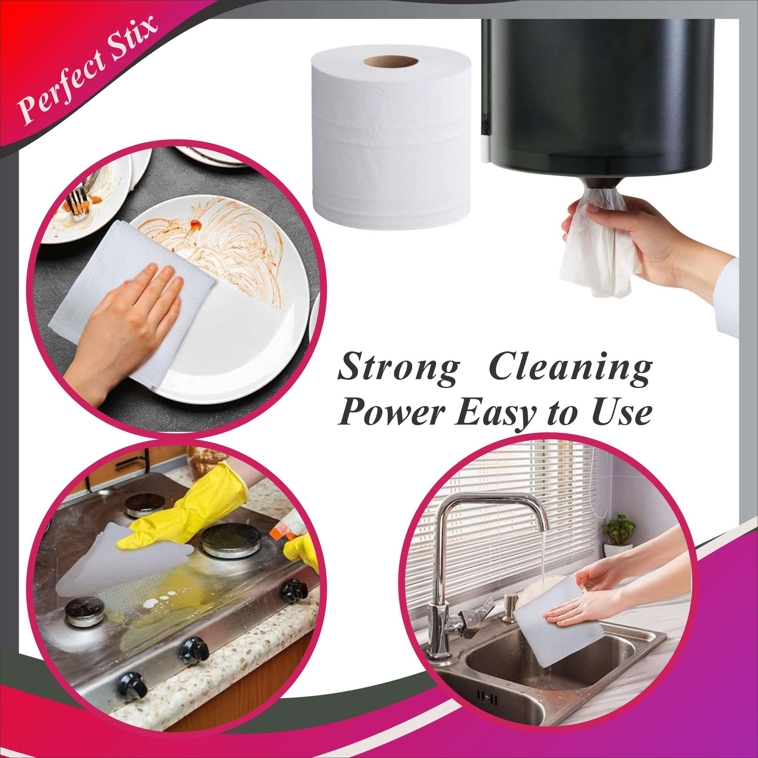 Perfect Stix 10" White Center Pull Paper Towels- Pack of 1ct-600 Sheets Per Roll - Image 4