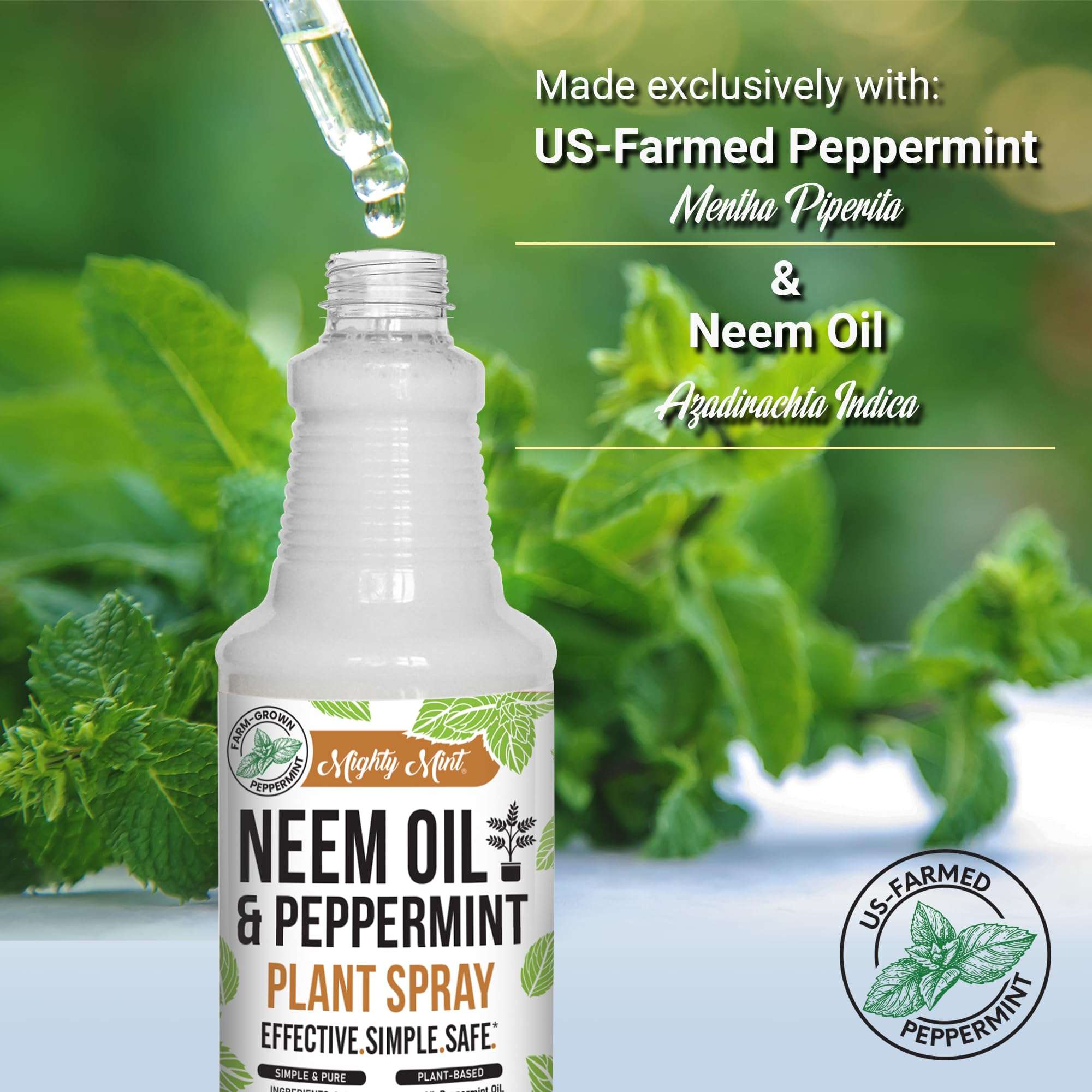 Mighty Mint Neem Oil & Peppermint Plant Nutrient Spray – Natural Leaf Shine for Indoor & Outdoor Use – Plant-Based Formula for Stronger, Healthy Plants - 16 oz (Pack of 2) - Image 4