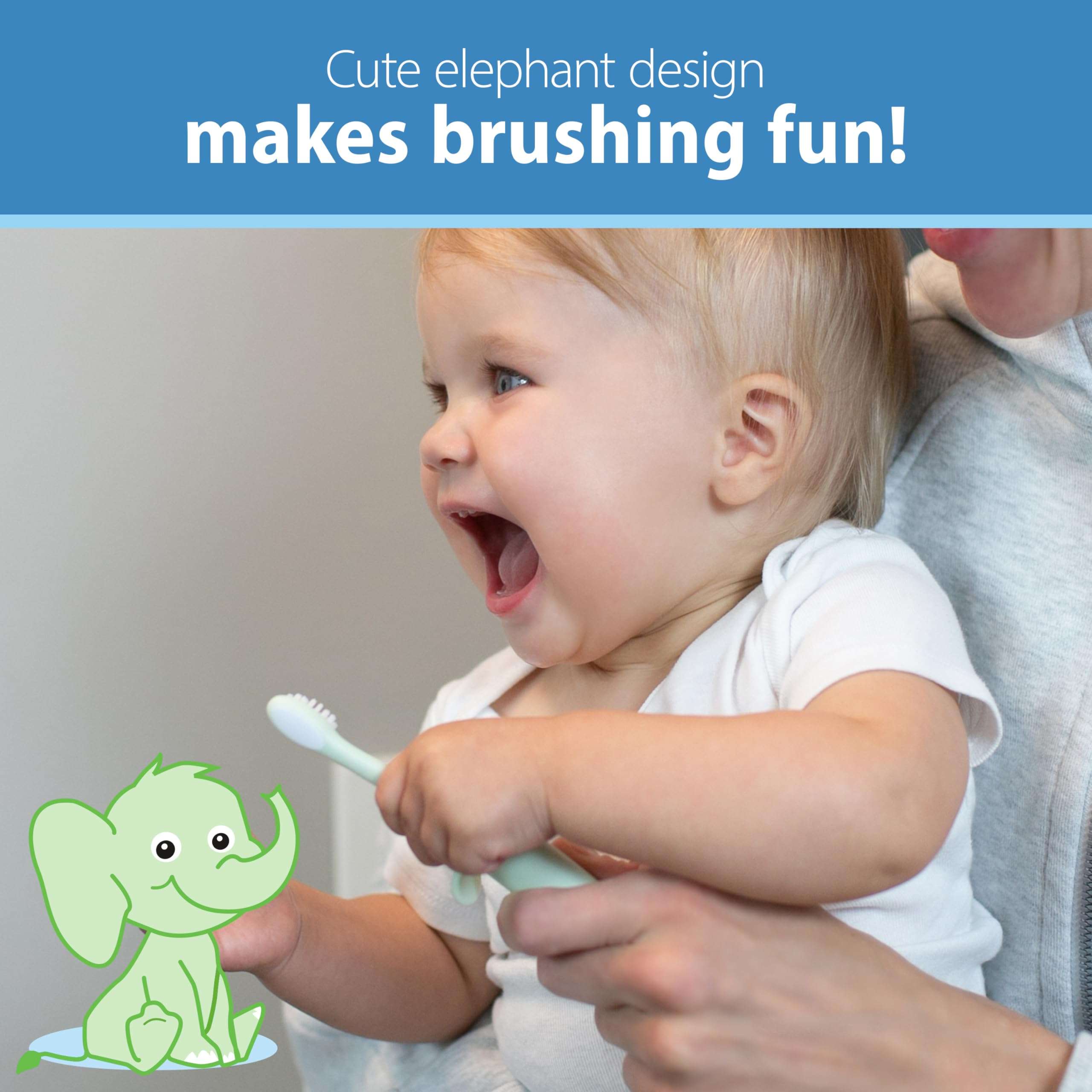 Dr. Brown's Infant-to-Toddler Toothbrush, Elephant, Mint, 0-3 Years - Image 9