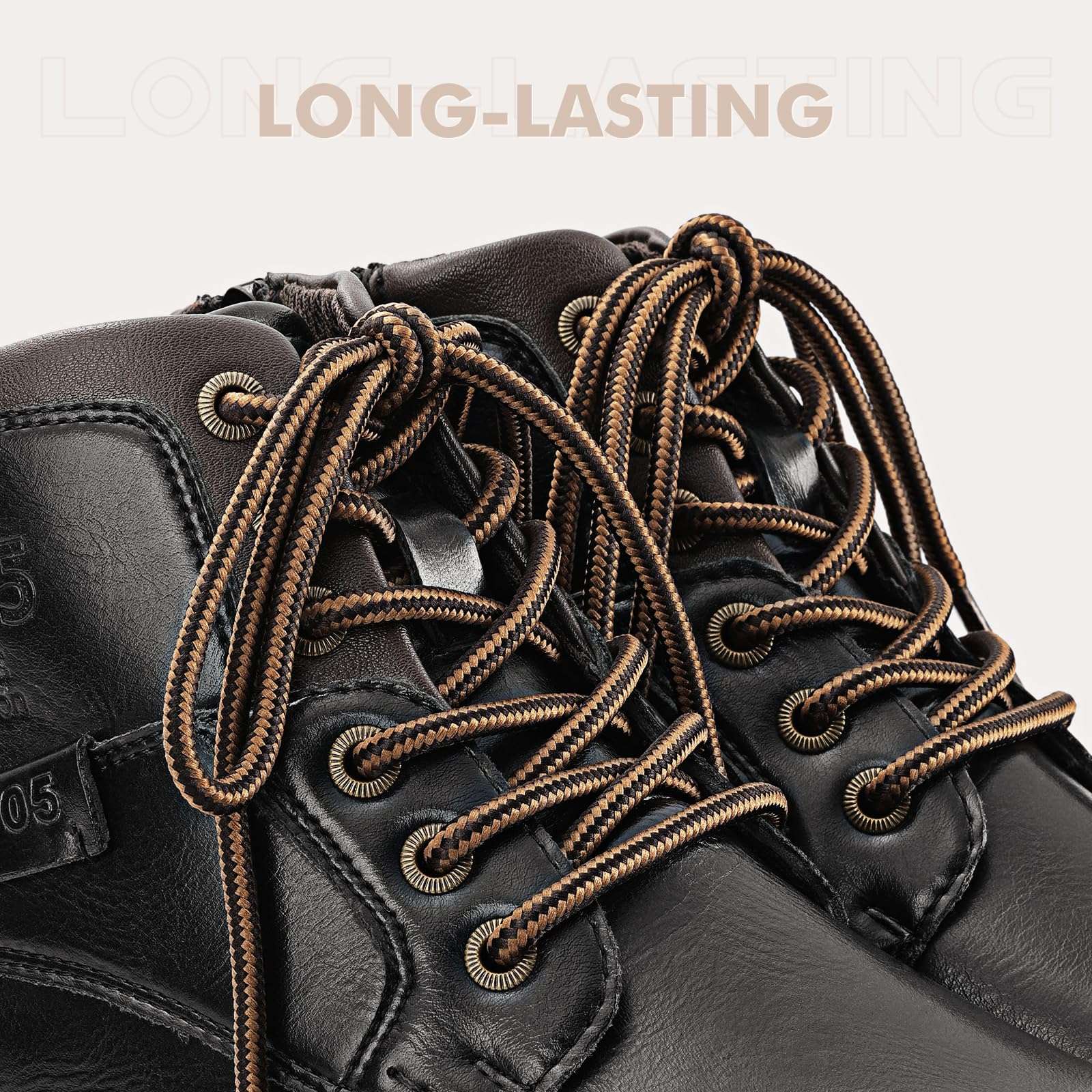 Stepace Round Shoelaces [2 Pairs] Heavy Duty Boot Shoe Laces for Hiking Work Boots - Image 3