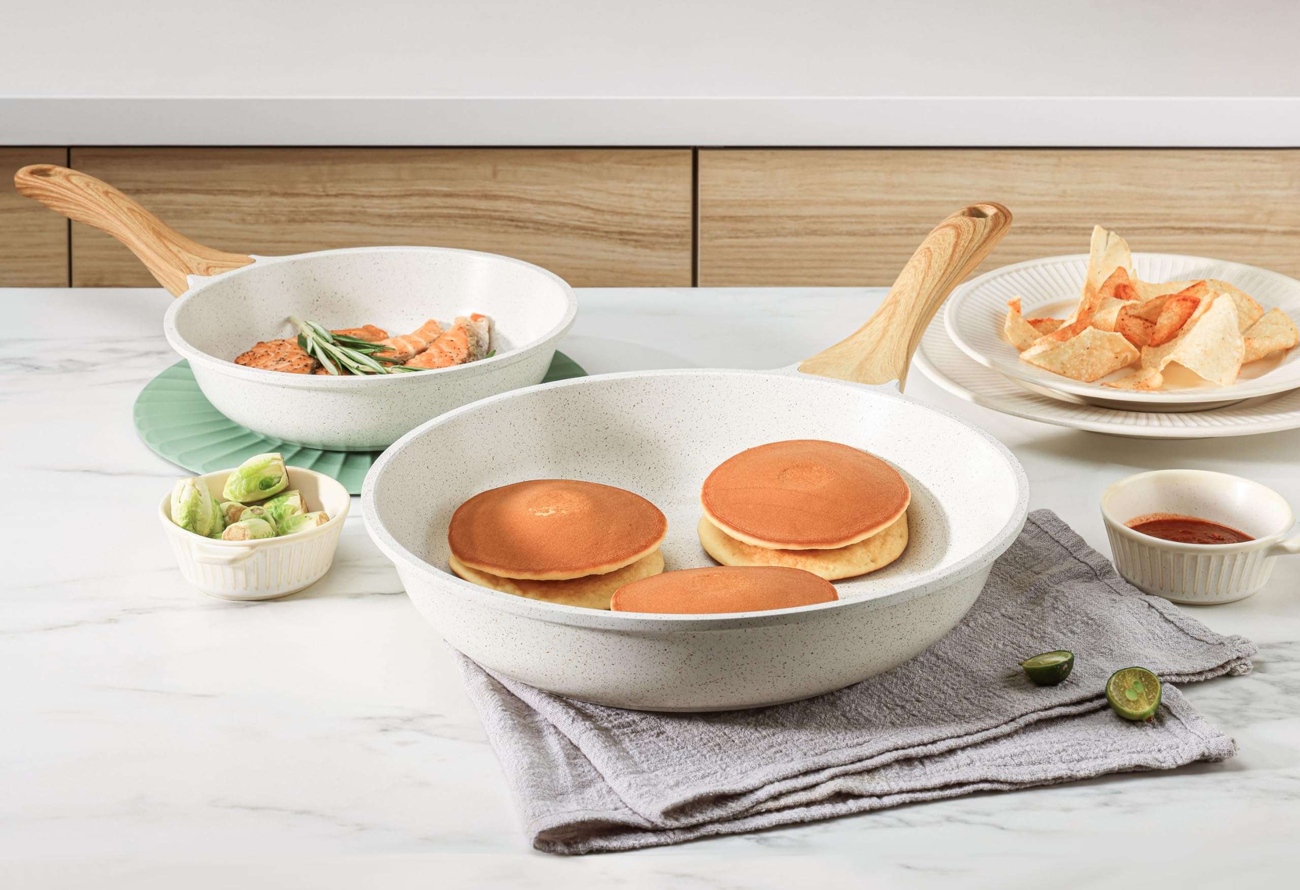 SENSARTE Nonstick Ceramic Cookware Set 13-Piece, Healthy Pots and Pans Set, Non-toxic Kitchen Cooking Set with Stay-Cool Handles, Silicone Tools and Pot Protectors, PFAS and PFOA Free - Image 9
