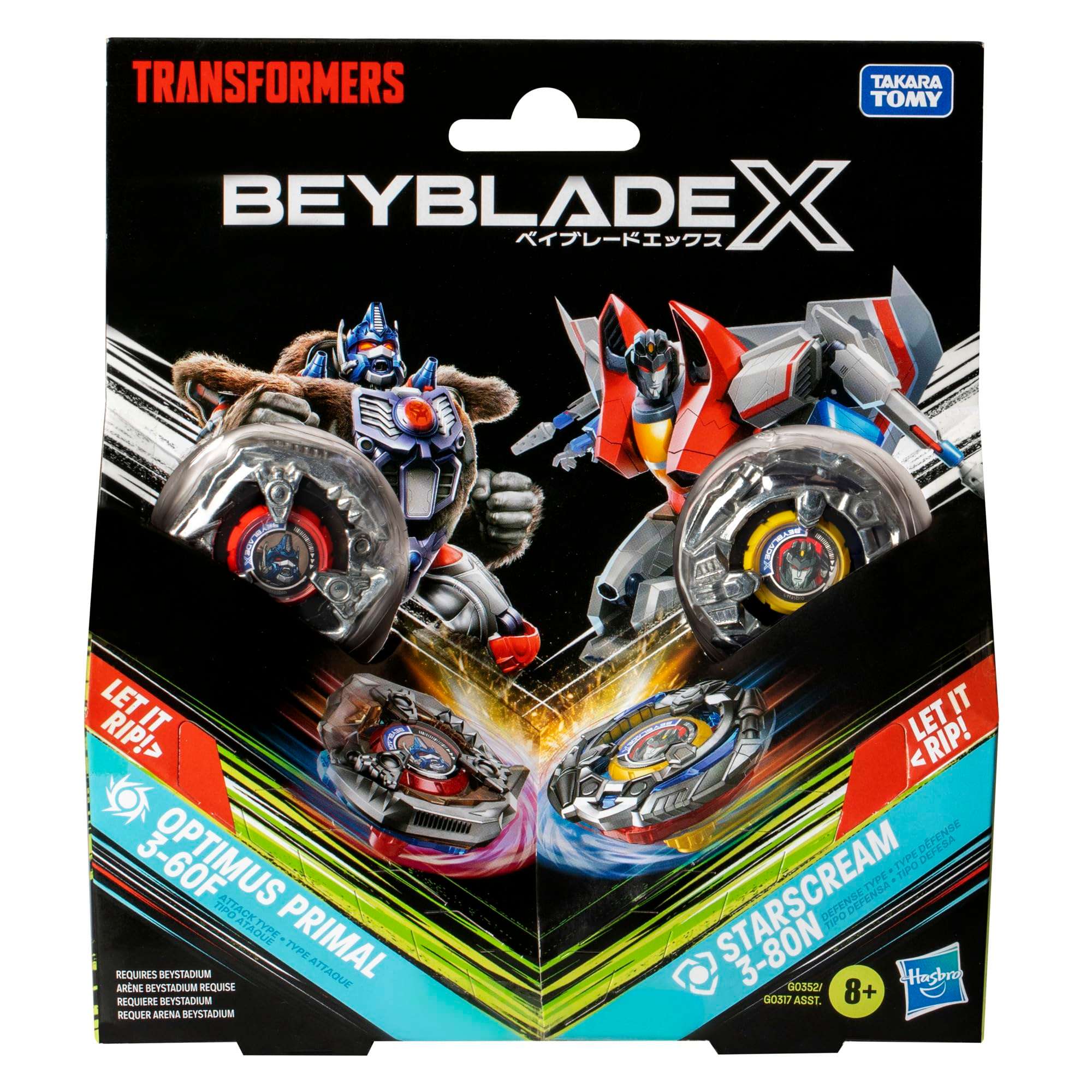 Beyblade X Transformers Collab Optimus Primal 3-60F vs. Starscream 3-80N Multipack Set with 2 Tops & 2 launchers; Battling Top Toys for 8 Year Old Boys & Girls (Amazon Exclusive) - Image 3