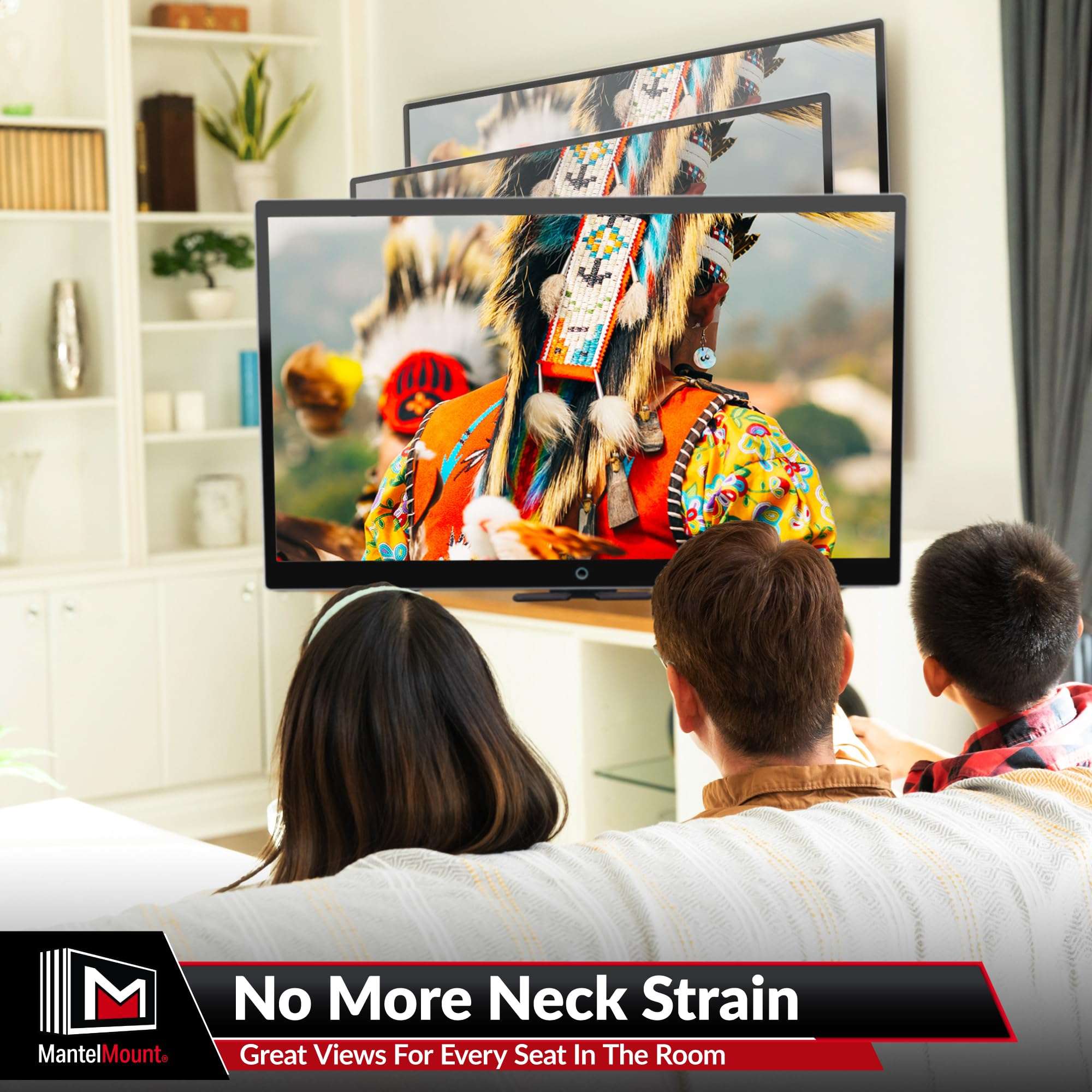 MantelMount MM540 - Above Fireplace Pull Down TV Mount for 40" to 80" Screen TVs to 90 lbs, with Patented auto-straightening, Adjustable Stops, Heat Sensor Handles & Paintable Covers - Image 9