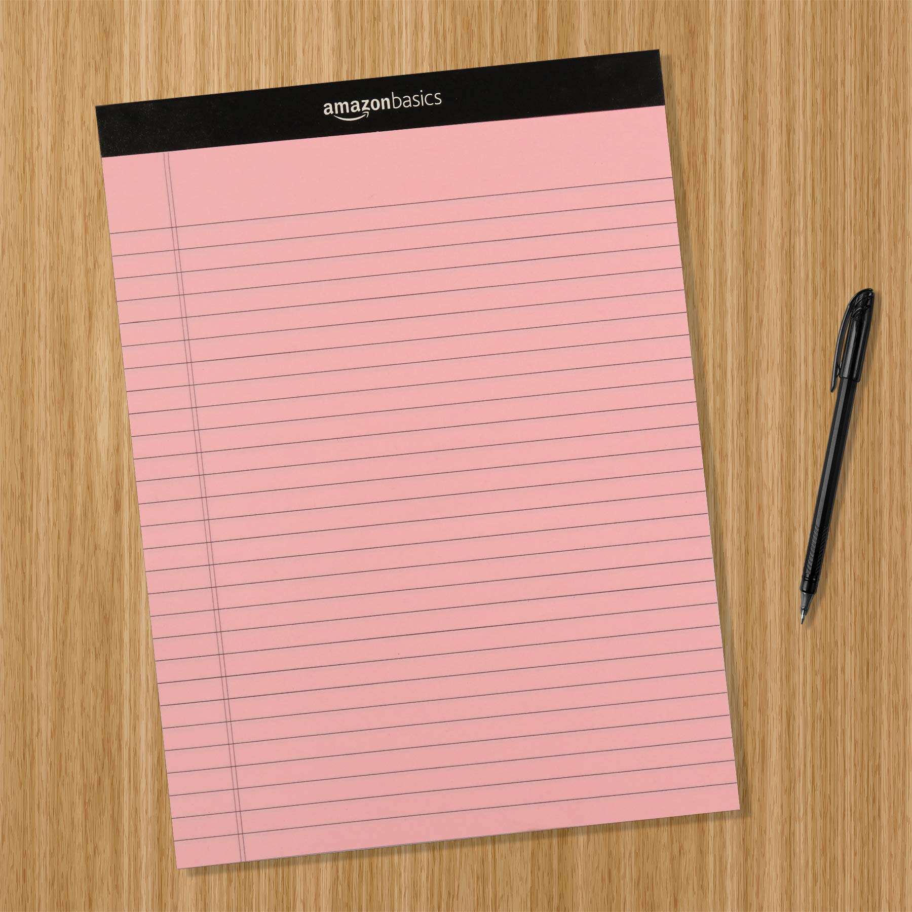 Amazon Basics Wide Ruled 8.5 x 11.75-Inch 50 Sheet Perforated Lined Writing Note Pads, Pack of 6, 300 Count, Multicolor - Image 2