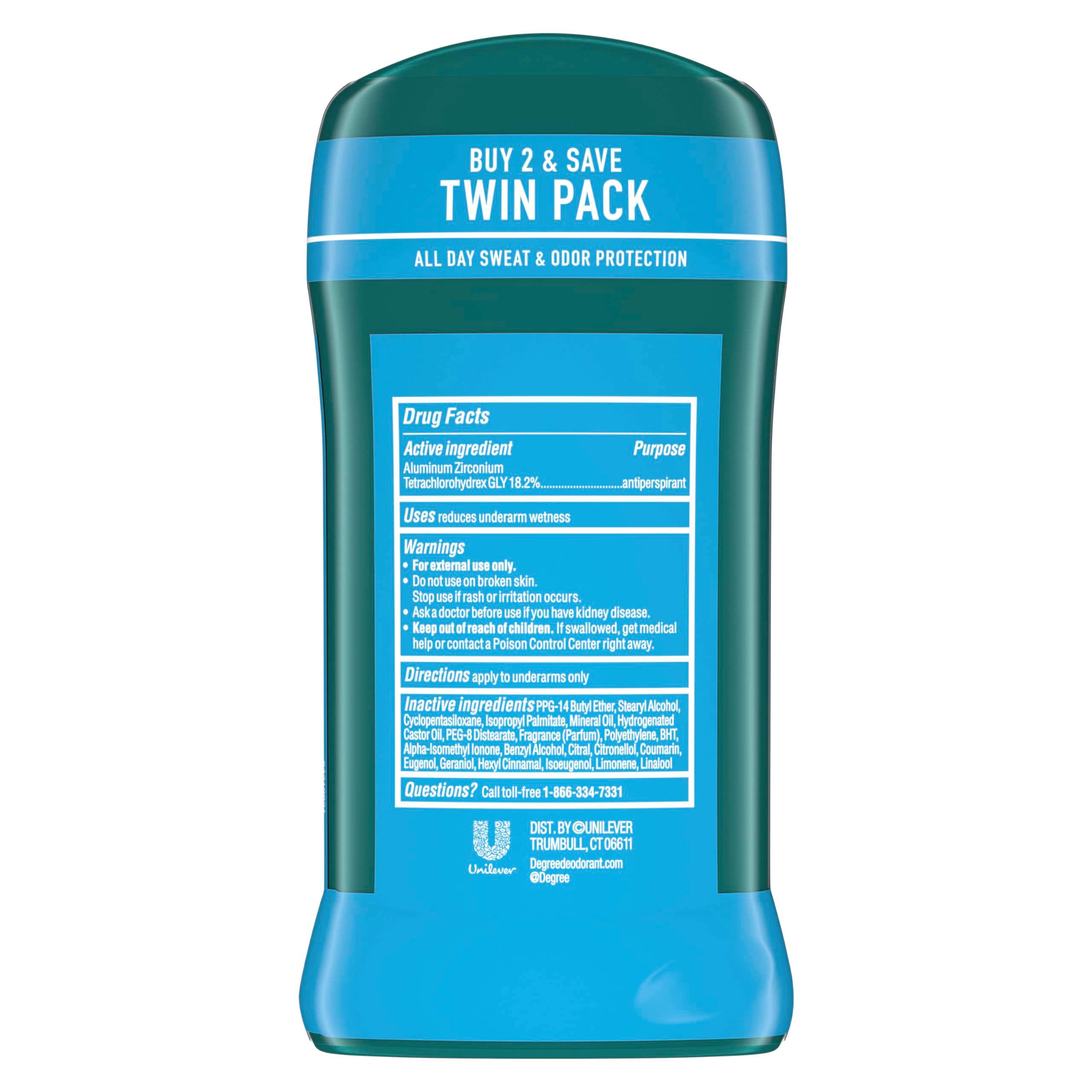 Degree Men Original Antiperspirant Deodorant Cool Rush Twin Pack 48-Hour Sweat & Odor Protection Antiperspirant For Men 2.7 oz - Image 2