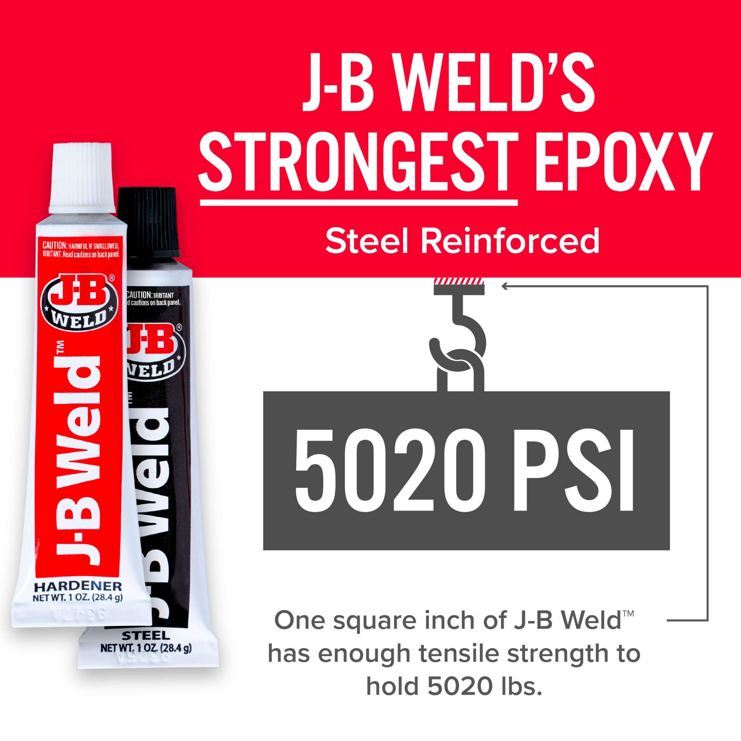 J-B Weld Original Epoxy, Steel Reinforced Epoxy, High Strength - 2 Pack, Dark Grey (8265S-2) - Image 2