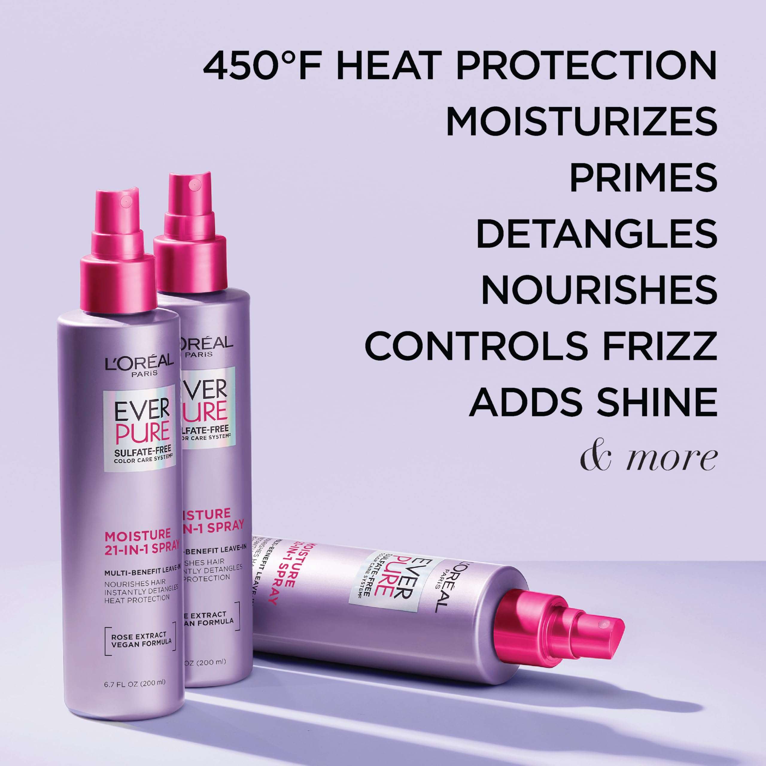 L'Oreal Paris Leave-In Conditioner 21-in-1 Moisture for Dry Hair | Sulfate Free | EverPure | 6.7 fl oz - Image 3