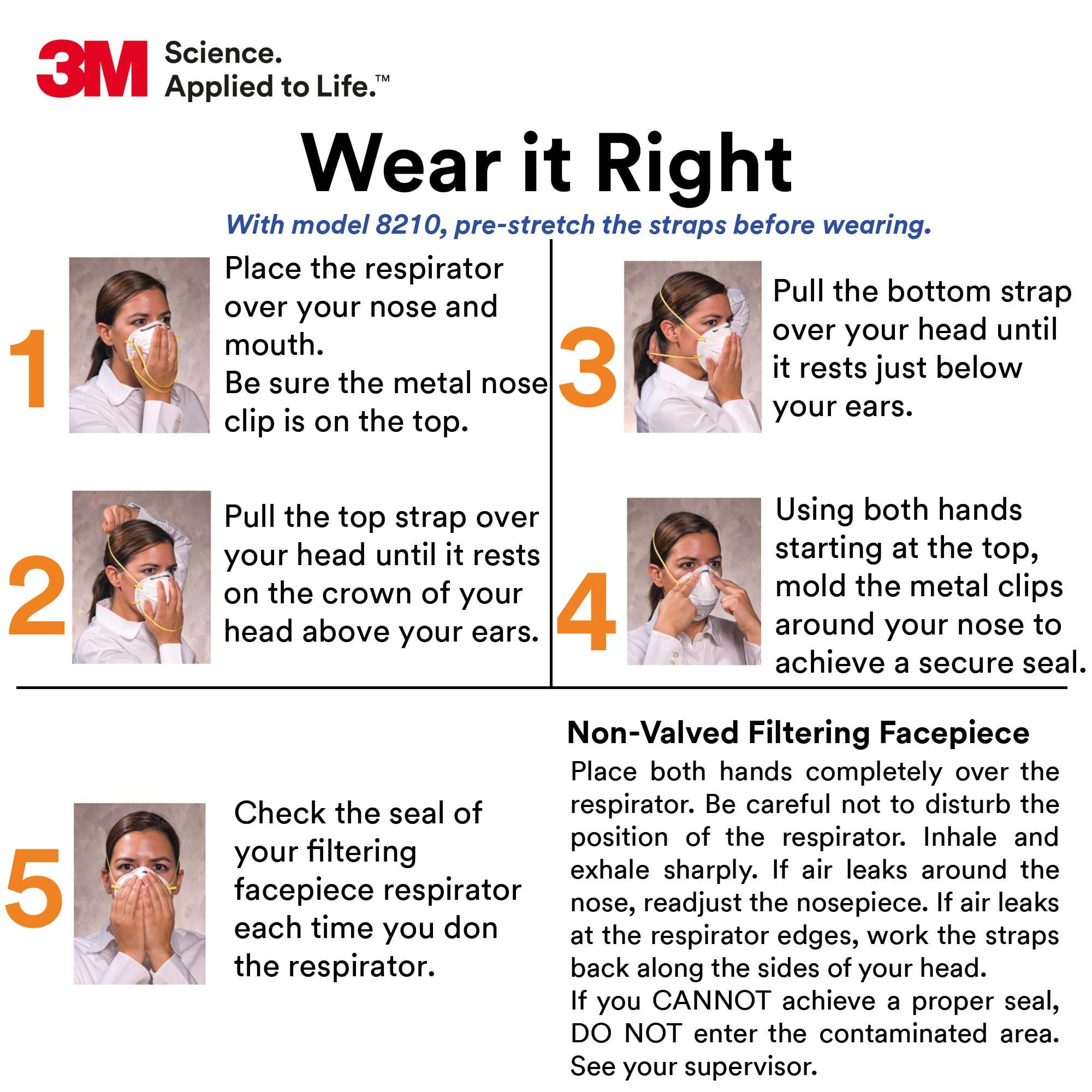 3M 8210 Particulate Respirator, N95, Pack of 20 Disposable Respirator, NIOSH APPROVED, Two-Strap Cup Style Design, Lightweight with Cushioning Nose Foam - Image 6