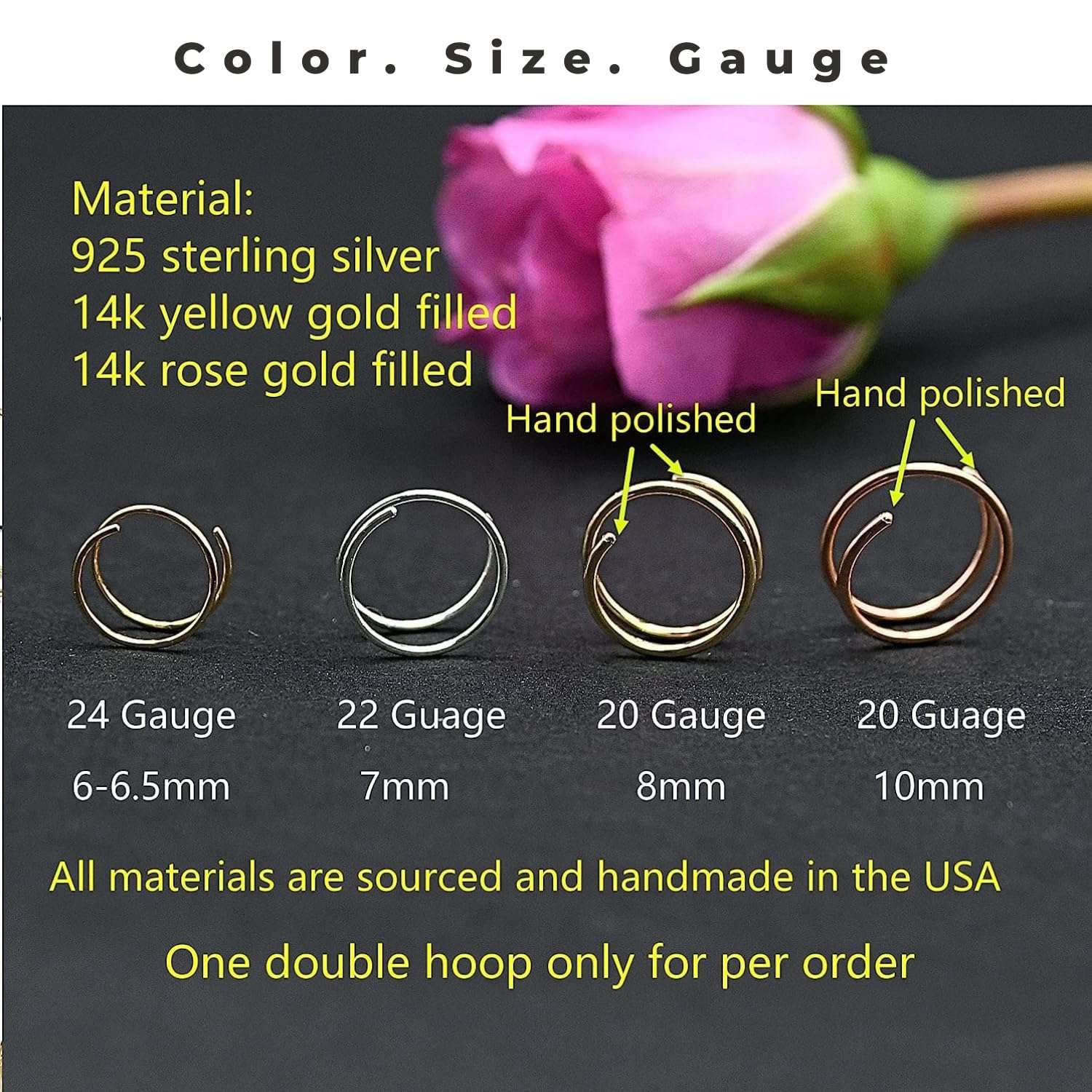 LUCKYJEWUS Double Nose Ring Hoop for Single Piercing, 14k Gold Filled or Sterling Silver Spiral Twist Nose Hoop for Women Men - Image 9