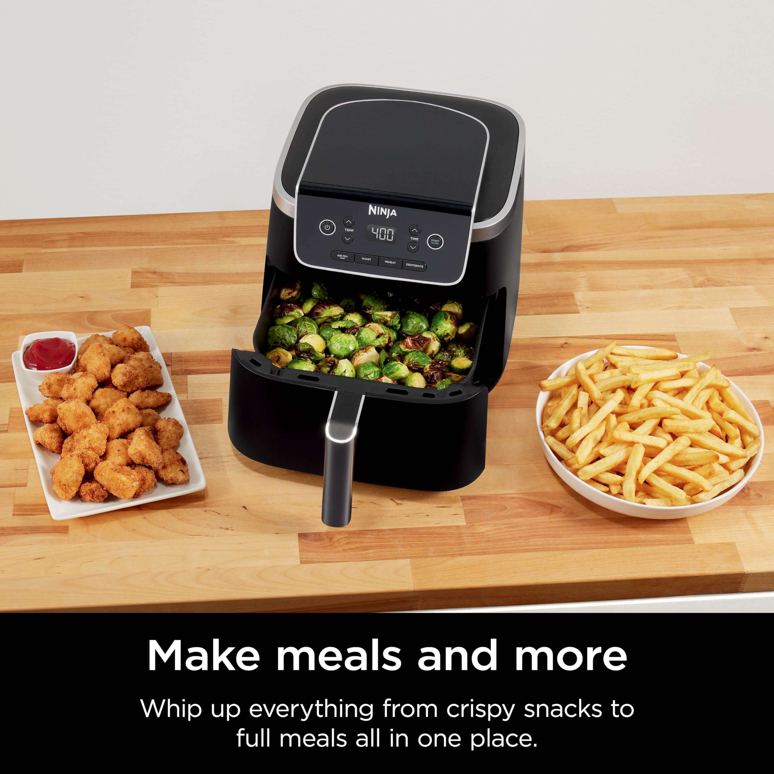 Ninja | Air Fryer | 4-in-1 Pro Air Fry, Roast, Reheat, Dehydrate | 5QT Capacity fits up to 4lbs of French Fries | 400F Max Temp | Nonstick Basket & Crisper Plate | 120V | Grey | AF141 - Image 5