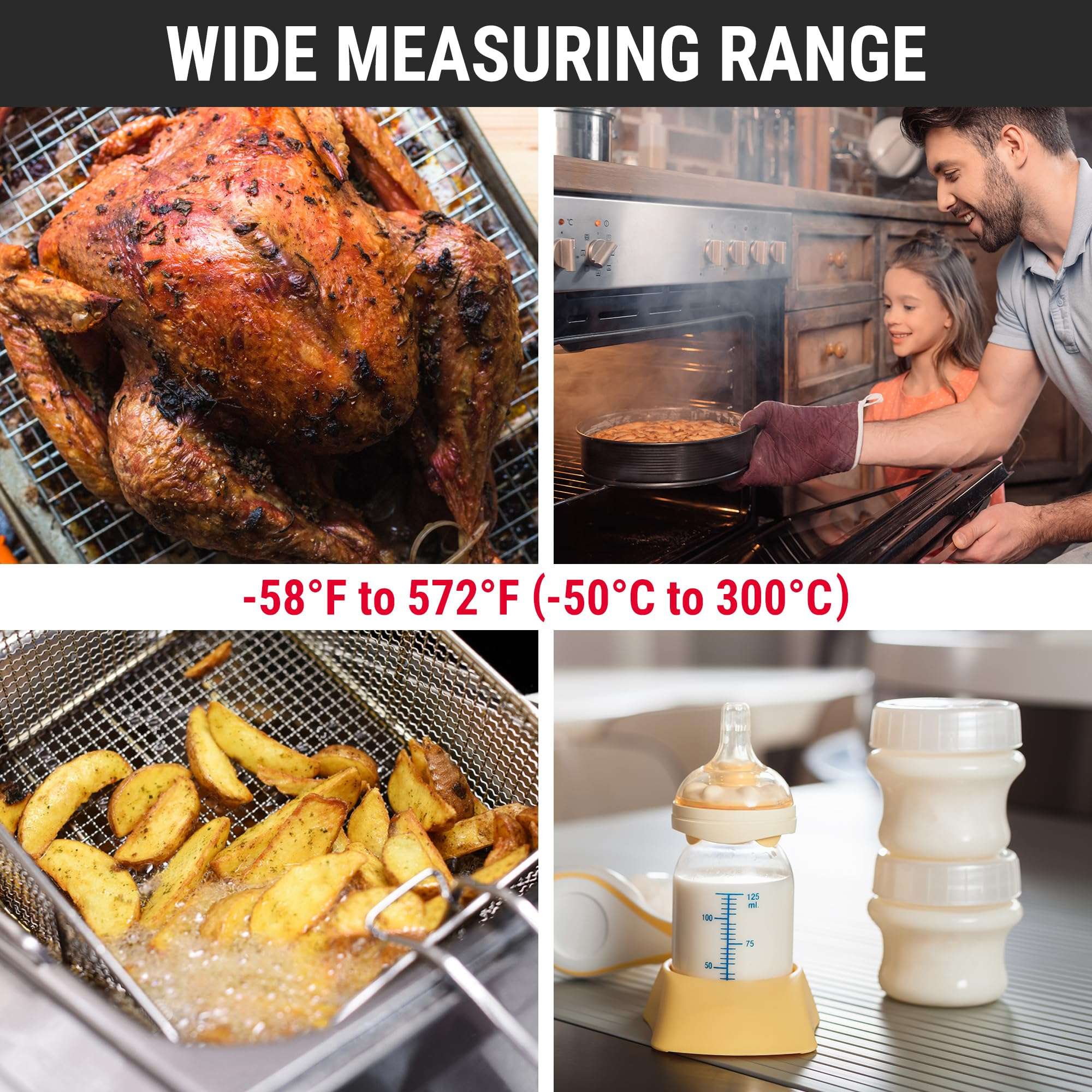 ThermoPro TP03B Digital Meat Thermometer for Cooking, Instant Read Thermometer with Backlight, Kitchen Food Thermometer for Grill Smoker BBQ Oil Deep Fry Candy Bread Coffee with Pop-up Meat Probe - Image 6