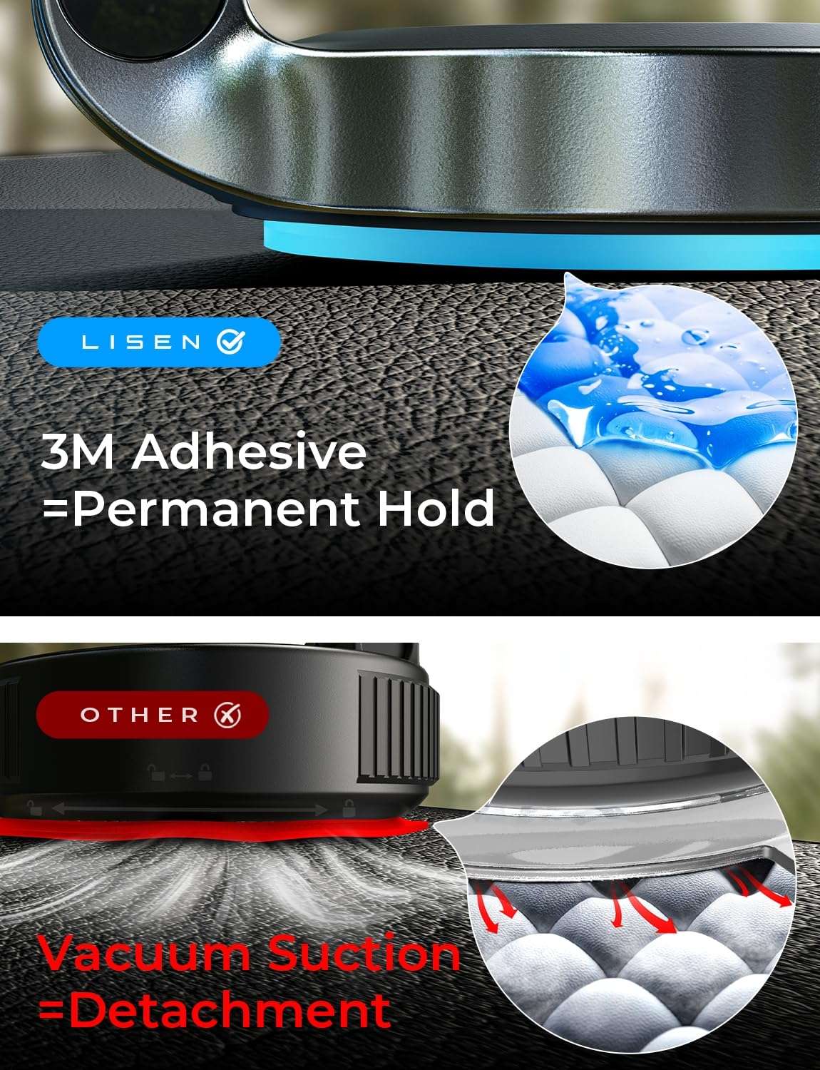 LISEN for Magsafe Car Mount, Ultra Magnetic Phone Holder for Car Dashboard, 17X Stability Car Accessories for iPhone 16 Pro Max,Gifts for Men Women Him Her, Fit for iPhone16 Pro/Pro Max 15 14 13 12 - Image 3