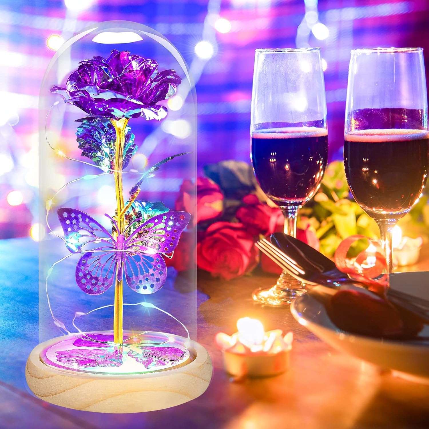 QUNPON Mothers Day Rose Gifts for Mom Flowers Rose Gifts for Women,Birthday Gifts for Women,Purple Butterfly Flowers for Mom Mother Day Flower Gifts from Daughter Son,Gift for Sister,Her,Grandma,Wife - Image 8