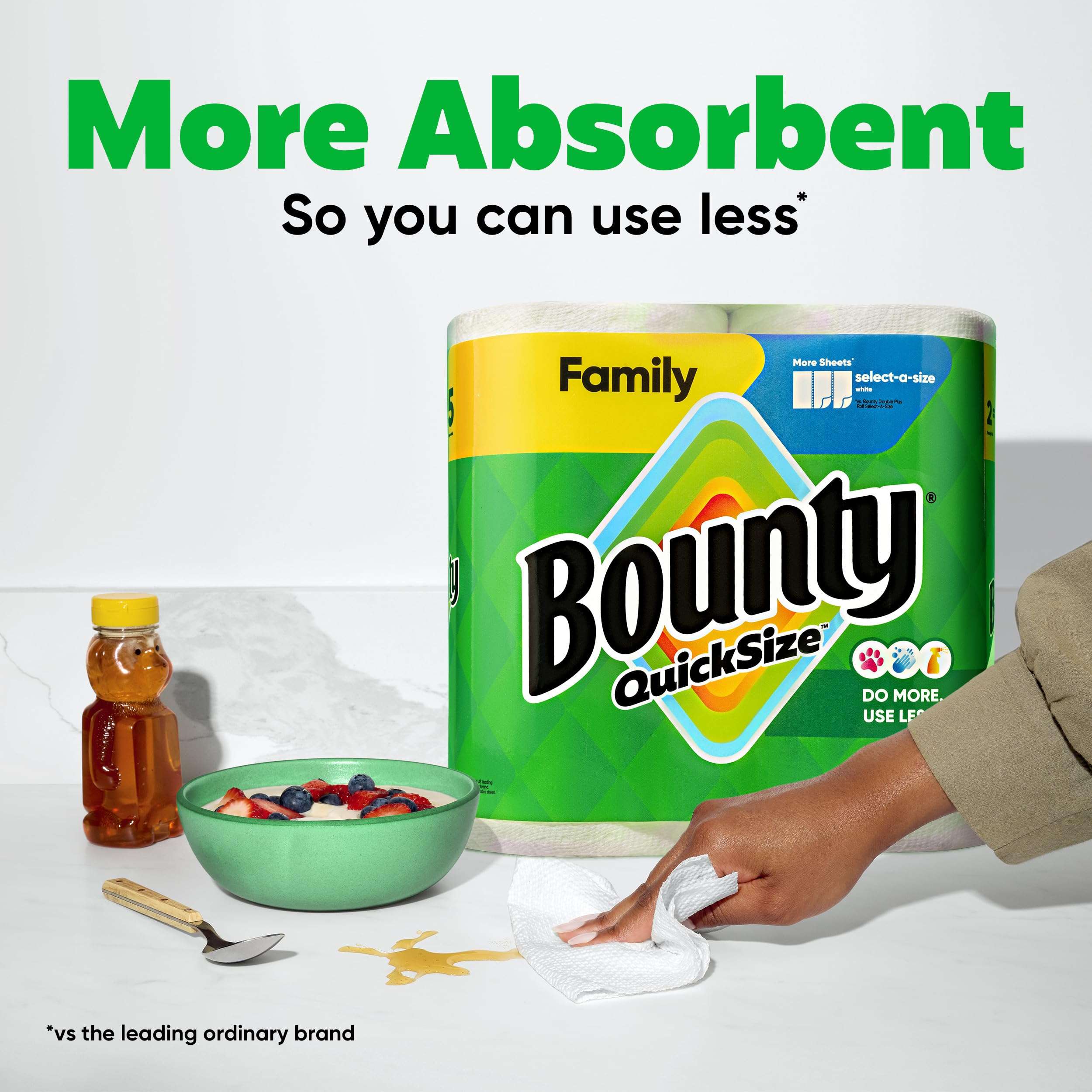 Bounty Quick Size Paper Towels, White, 8 Family Rolls = 20 Regular Rolls - Image 4