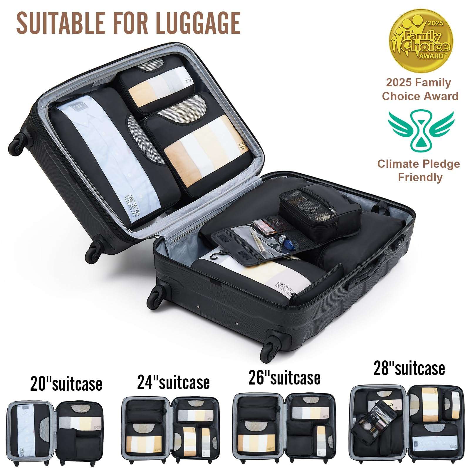Veken 10 Set/8 Set Packing Cubes for Travel Essentials, Suitcase Organizer Bags in 4 Sizes, Carry-On Luggage Accessories with Large Laundry & Toiletry Bag, Must-Have for Airplane, Road Trip & Camping - Image 6