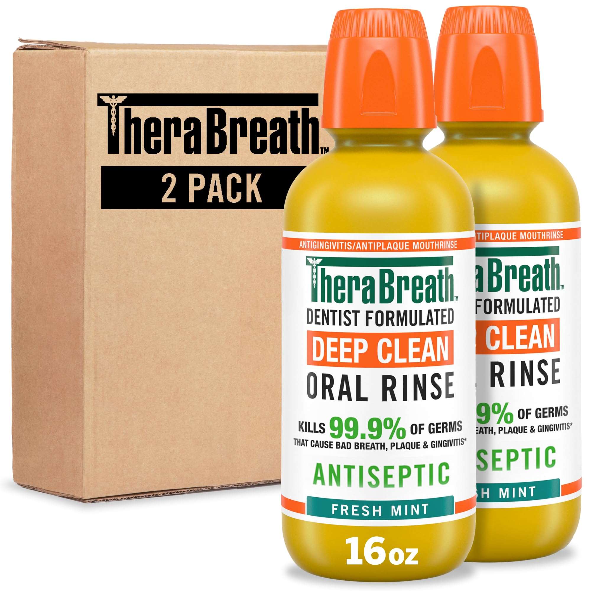 TheraBreath Deep Clean Mouthwash, Antiseptic Benefits, Fresh Mint Flavor, Dentist Formulated, Alcohol Free, 16 fl oz (Pack of 2) - Image 7