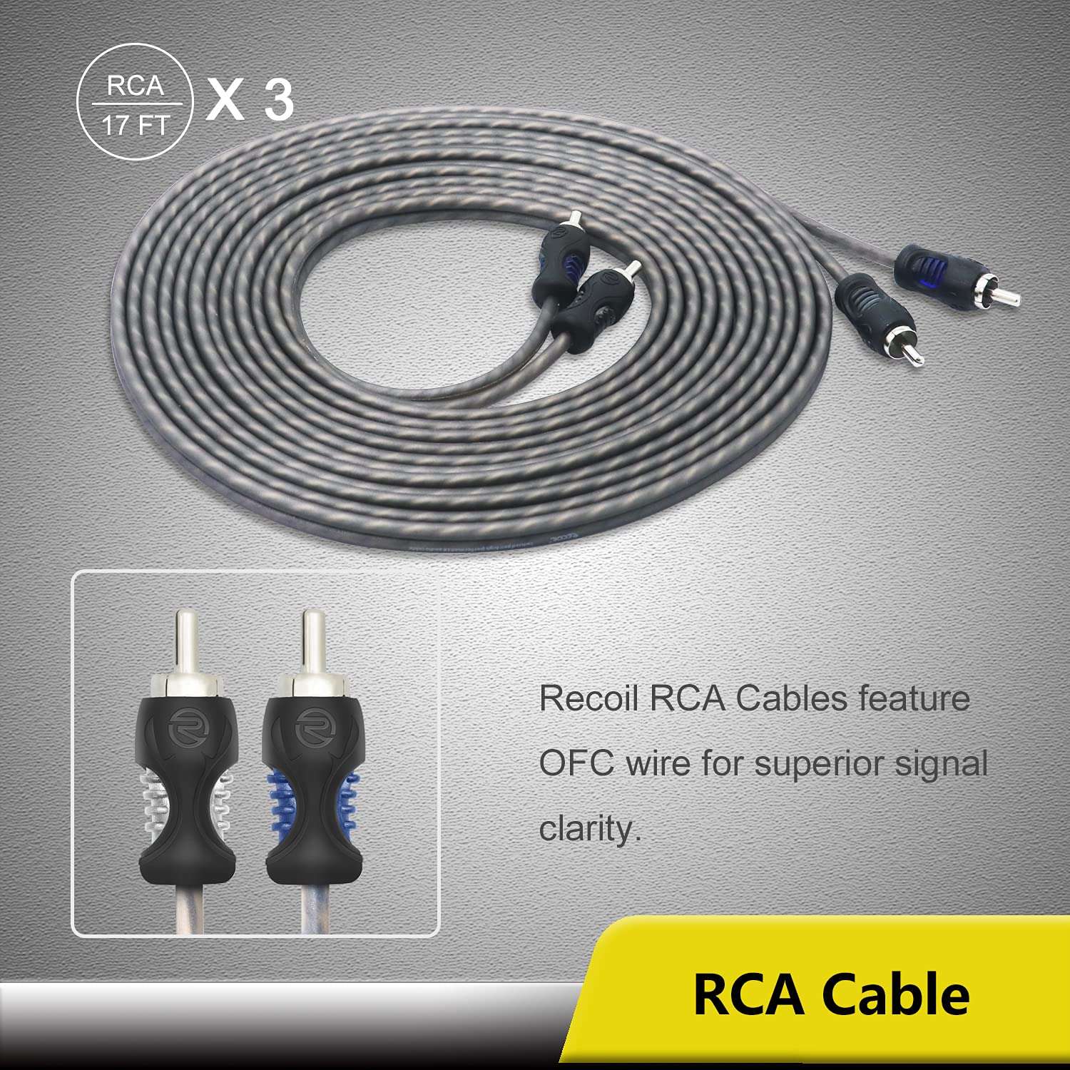 Recoil RCK0D True 1/0 Gauge Car Audio Dual Amplifiers CCA Wiring Installation Kits with OFC RCA Cable - Image 6