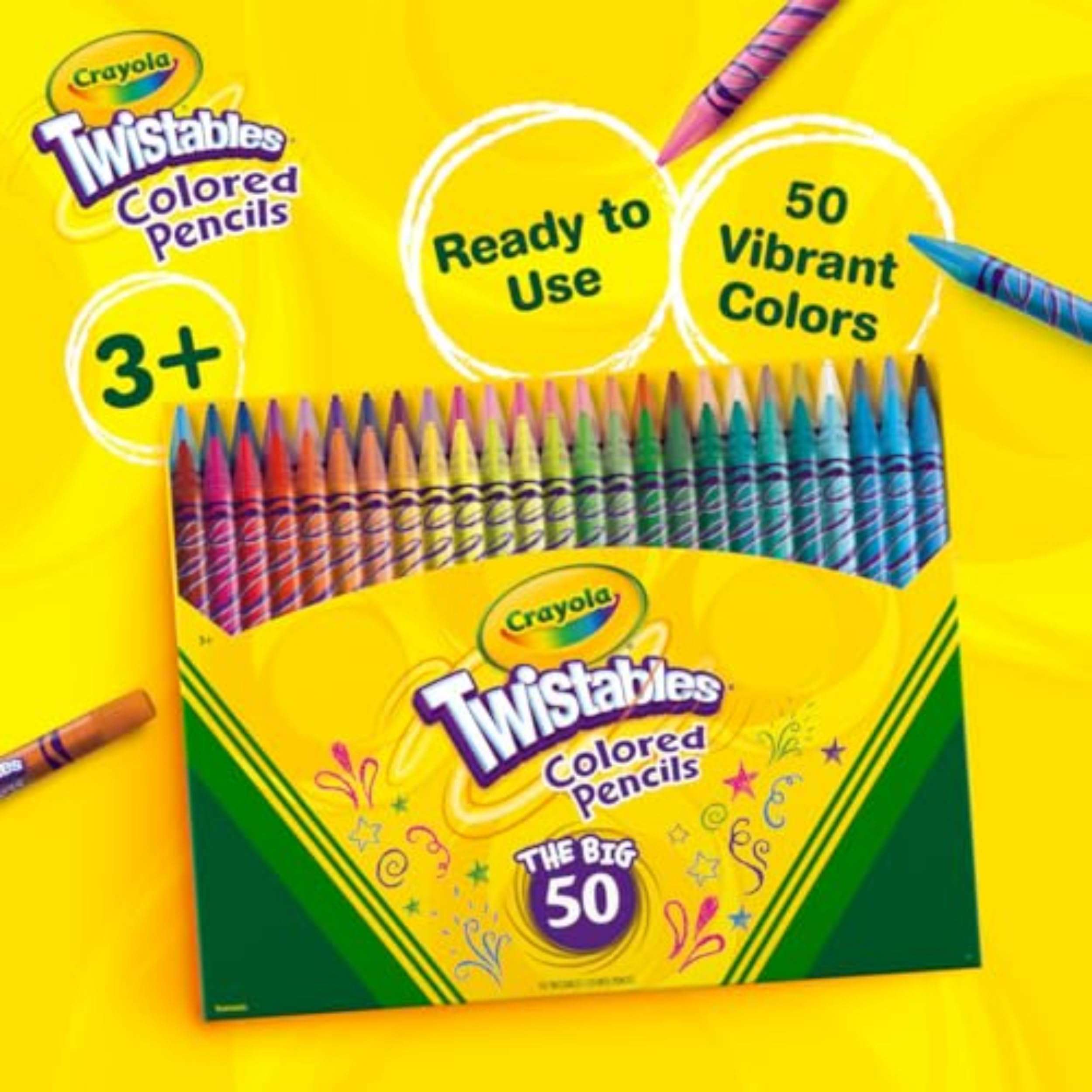 Crayola Twistables Colored Pencil Set for Kids (50ct), No Sharpen Coloring Book Pencils, Essential Classroom Supplies, Cute Back to School Gifts for Kids, 4+ - Image 6