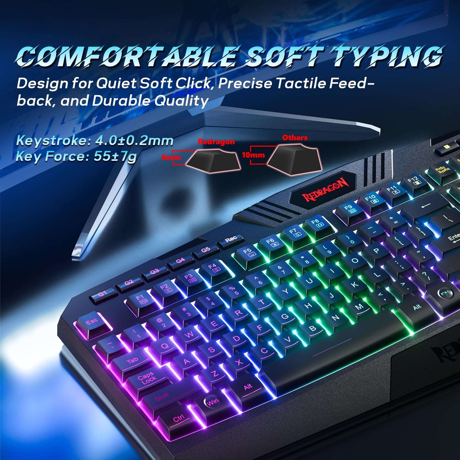 Redragon S101 Gaming Keyboard, M601 Mouse, RGB Backlit Gaming Keyboard, Programmable Backlit Mouse, Value Combo Set [New Version] - Image 6