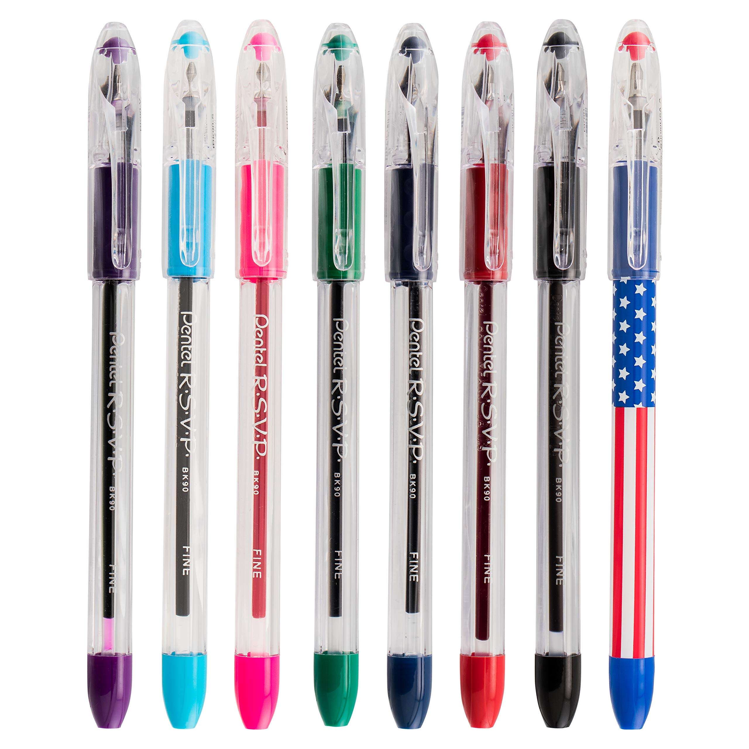 Pentel® R.S.V.P.® Ballpoint Pens, Fine Point, 0.7 mm, Clear Barrel, Black Ink, Pack Of 5 - Image 4