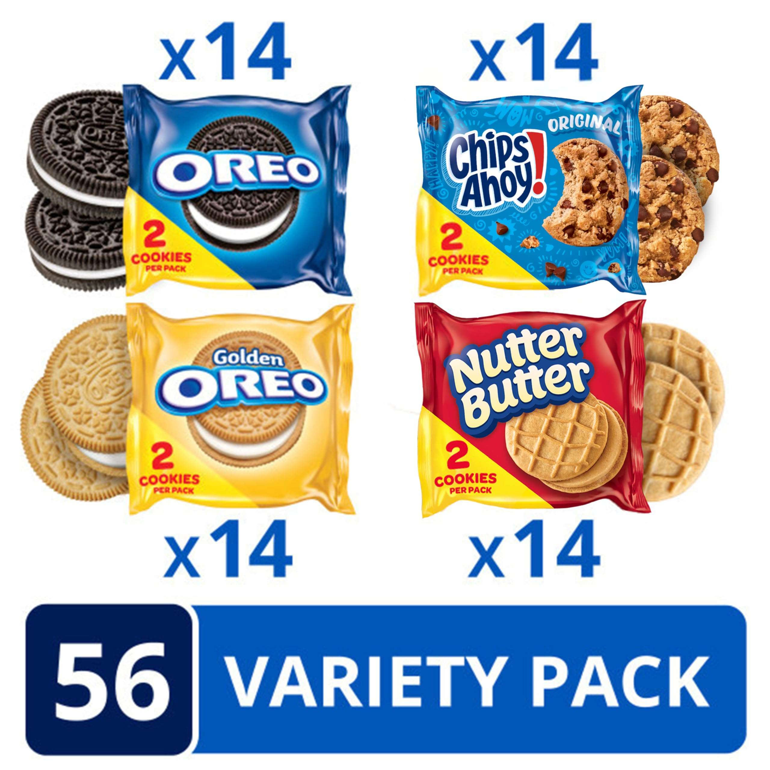 OREO Original, OREO Golden, CHIPS AHOY! & Nutter Butter Cookie Snacks Variety Pack, 56 Snack Packs (2 Cookies Per Pack) - Image 3
