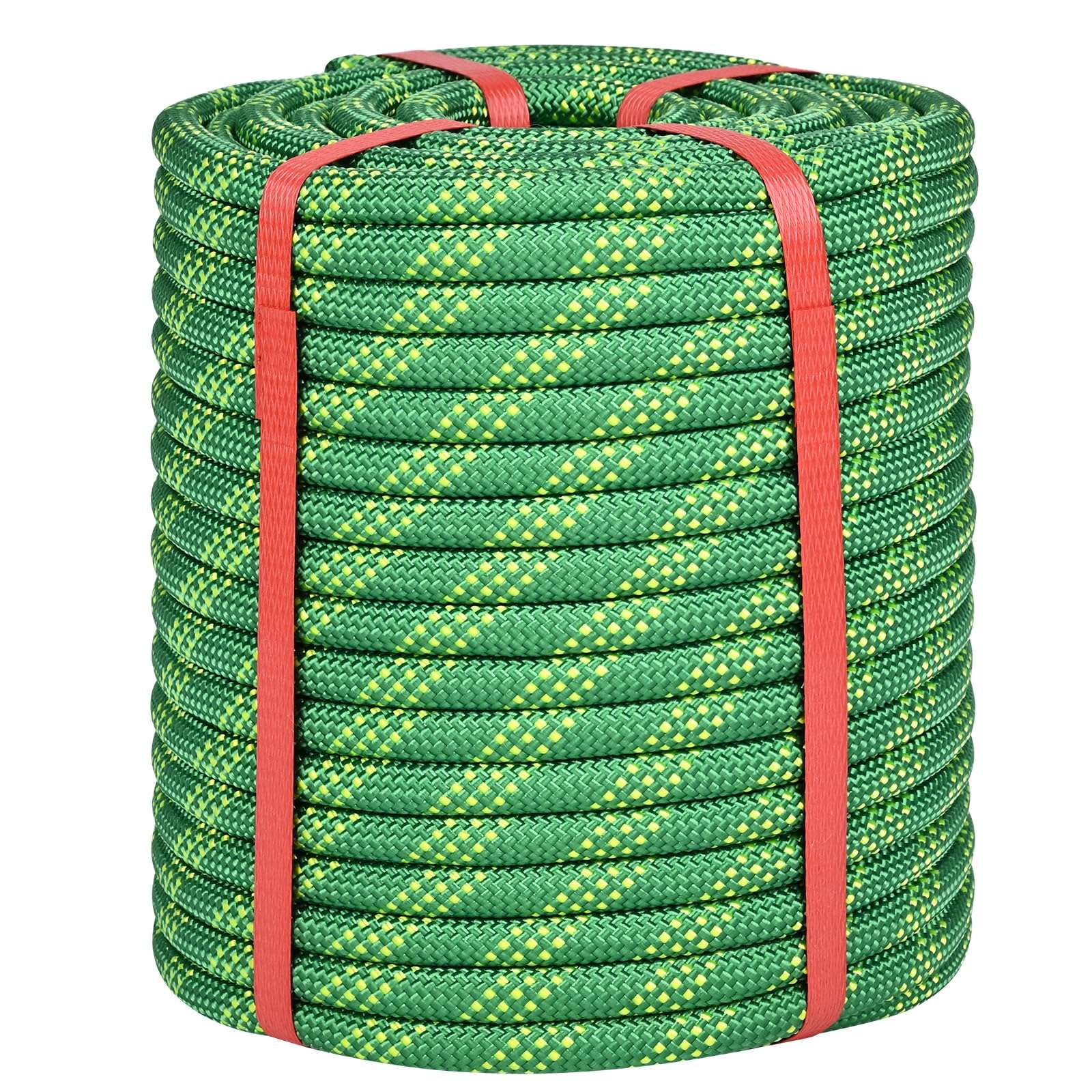 1/2 Inch Climbing Rope 150 Ft Green - 48 Strands Tree Climbing,1/2in Arborist Rope,Rappelling Rope,Static Nylon Polyester Braided Rope,Bull Rope for Tree Pulling,Nautical Rigging Rope Swing - Image 1