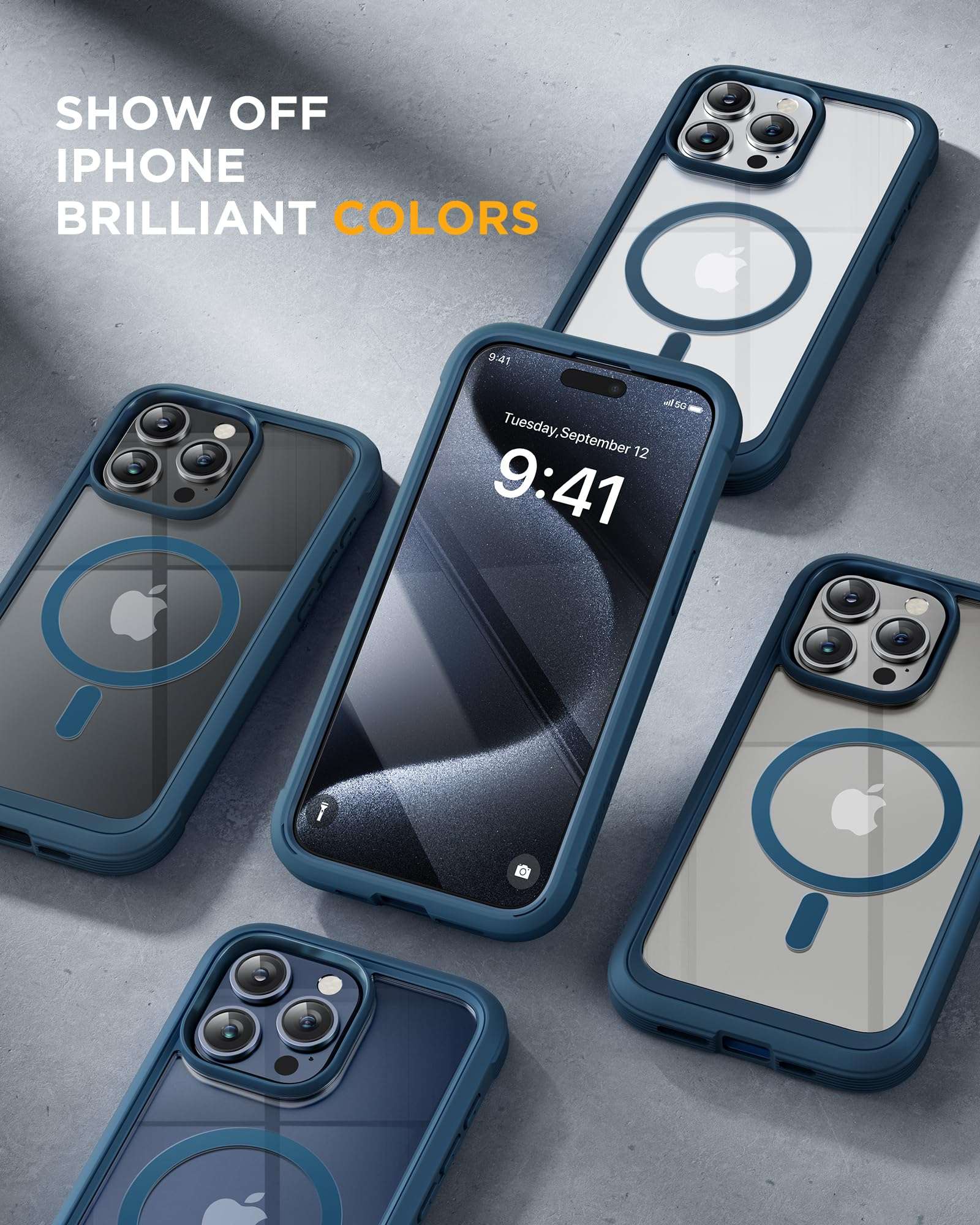 Miracase Magnetic for iPhone 15 Pro Max Case 6.7'' [Compatible with Magsafe] Full-Body Drop Proof Bumper Phone Case for iPhone 15 Pro Max with Built-in 9H Tempered Glass Screen Protector,Blue - Image 7