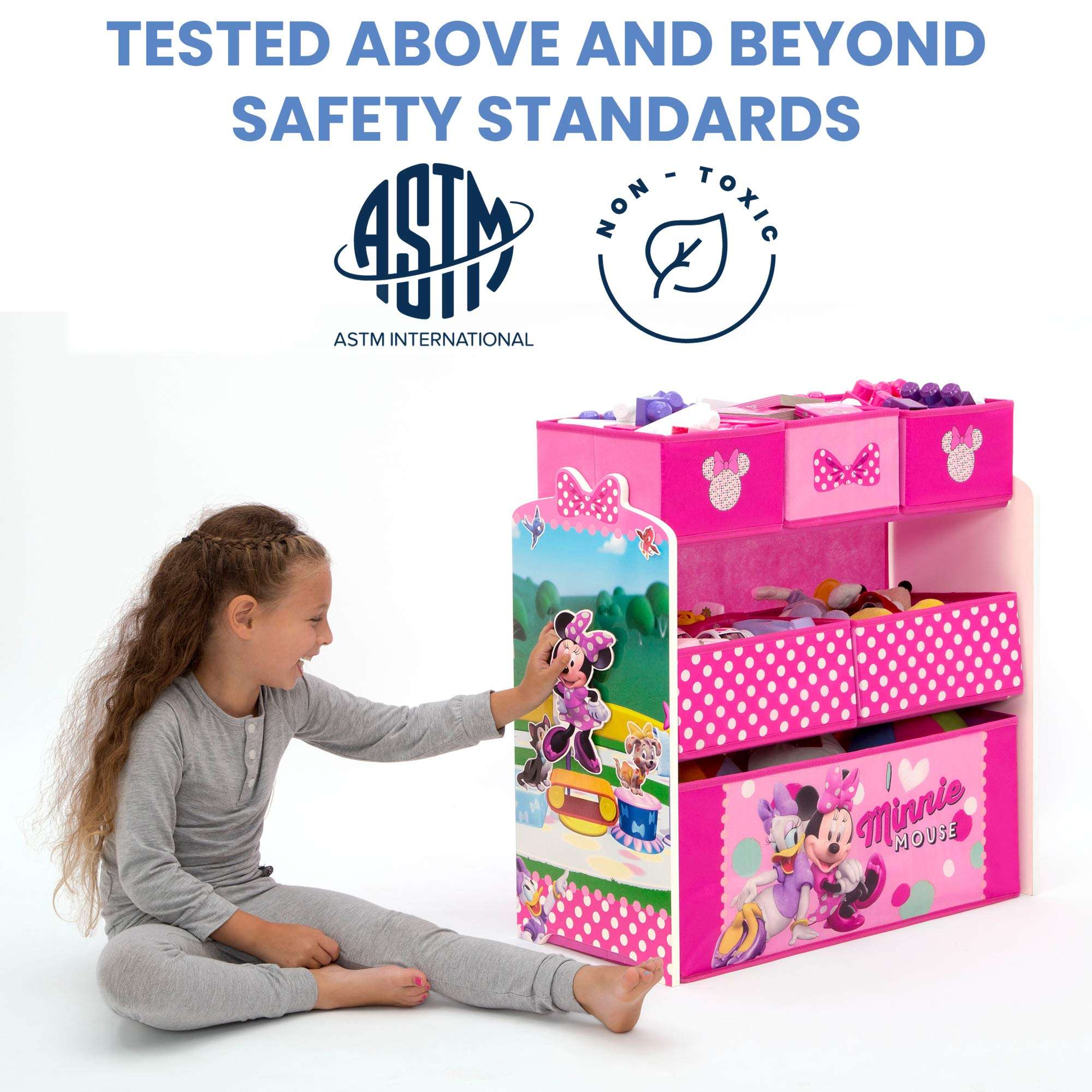 Delta Children Disney Minnie Mouse 6 Bin Design and Store Toy Organizer - Image 4