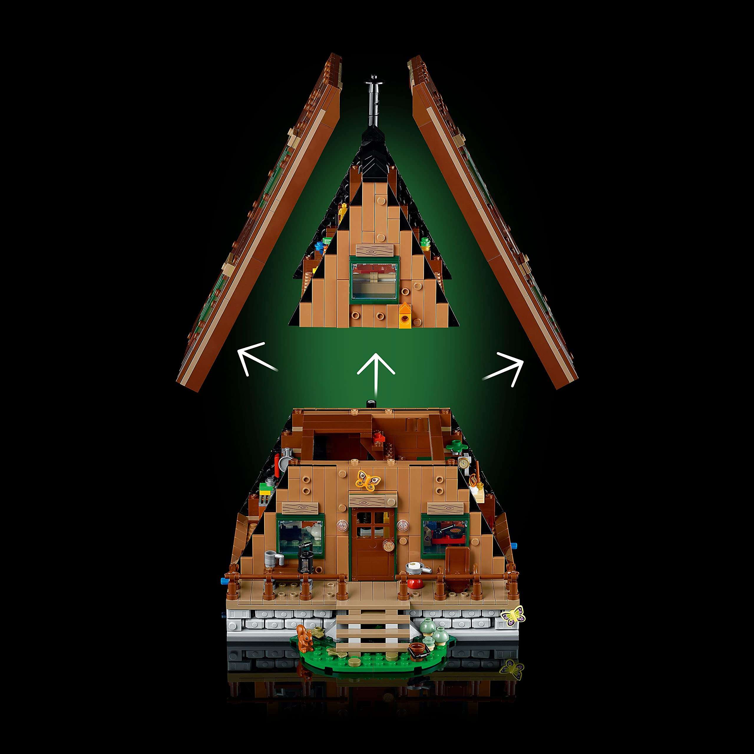 LEGO Ideas A-Frame Cabin 21338 Collectible Display Set, Buildable Model Kit for Adults, Gift for Nature and Architecture Lovers, Includes 4 Customizable Minifigures and 11 Animal Figures - Image 4