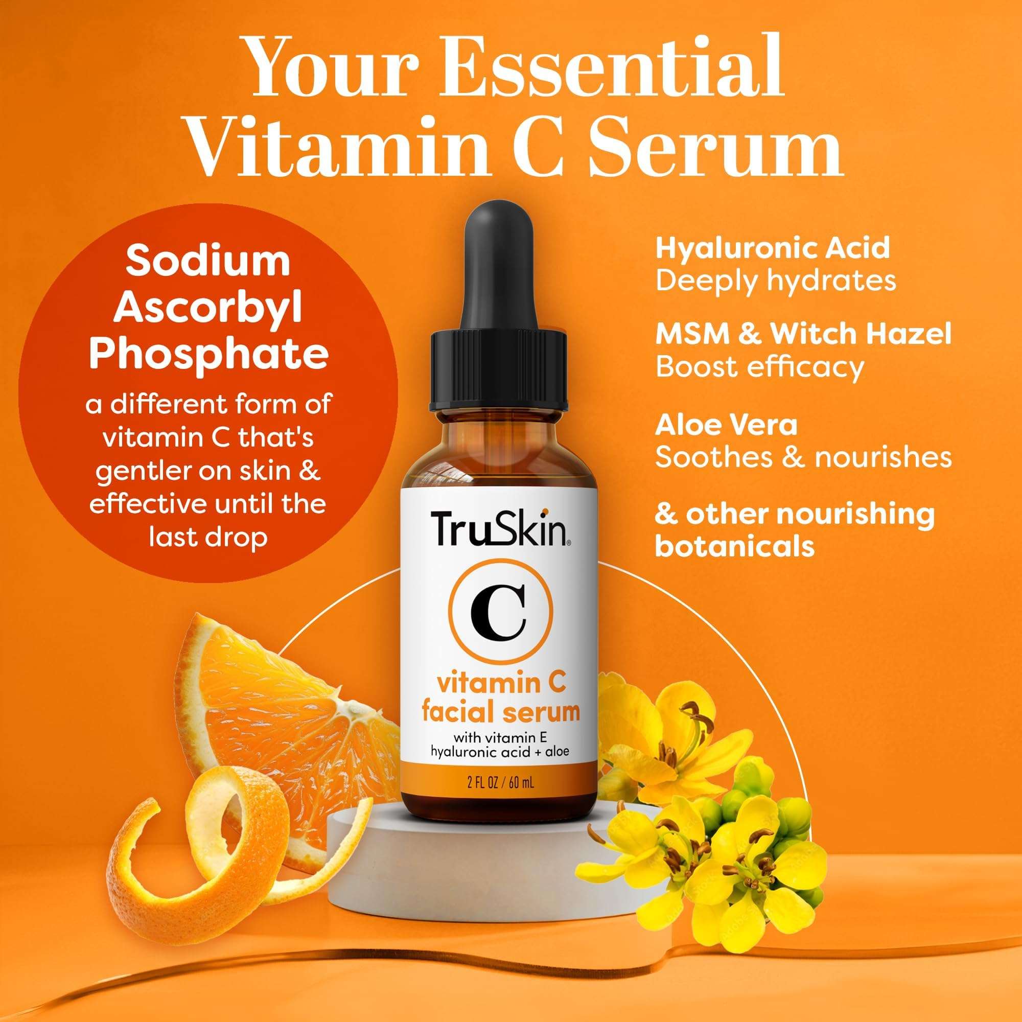 TruSkin Vitamin C Serum For Face – Anti Aging Face Serum with Vitamin C, Hyaluronic Acid, Vitamin E – Brightening Formula – Improve Appearance of Dark Spots, Tone, Fine Lines & Wrinkles, 2 Fl Oz - Image 2