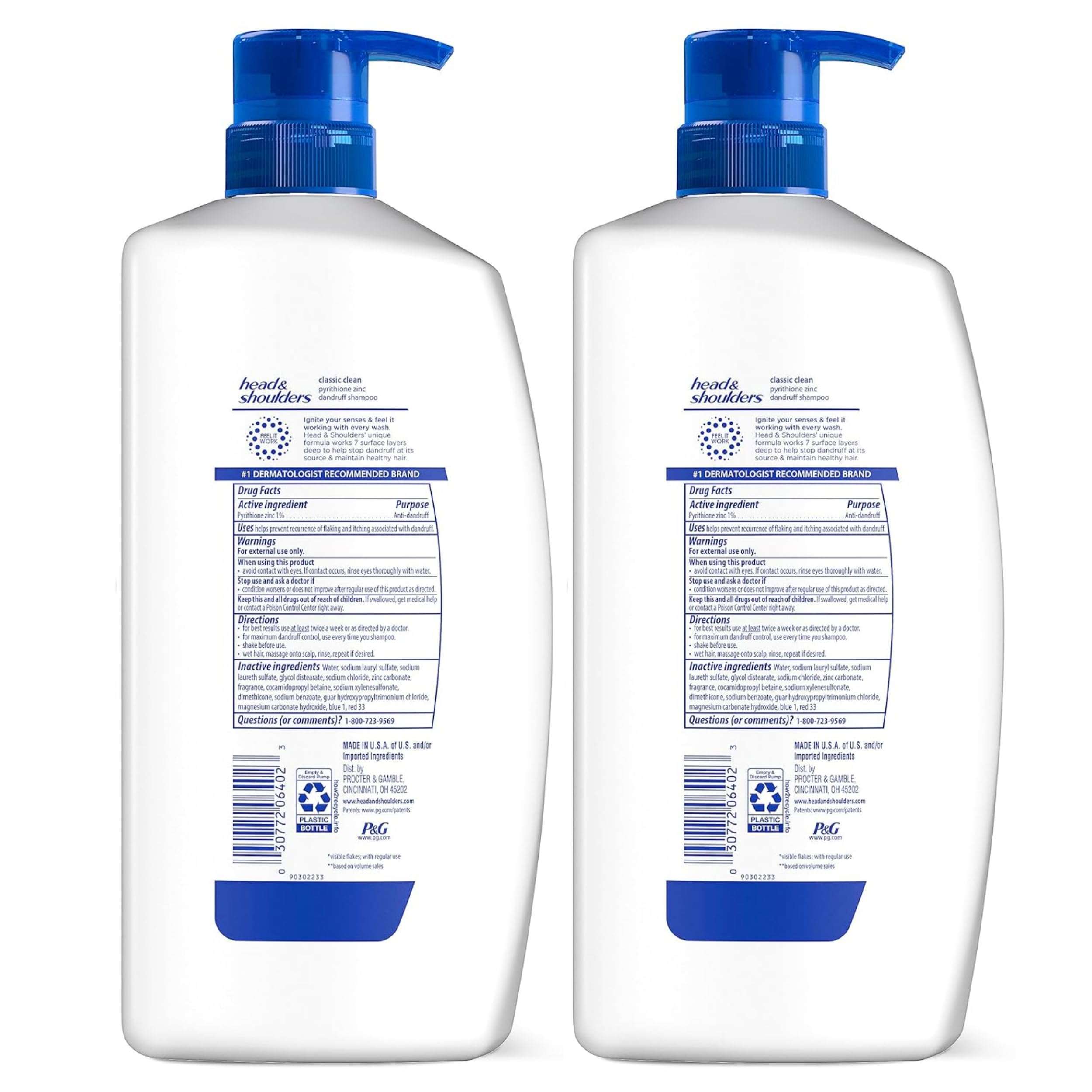 Head & Shoulders Classic Clean Dandruff Shampoo Twin Pack, Anti-Dandruff Daily Use, Paraben-Free, Color-Safe, 32.1 Fl Oz Each (Set of 2) - Image 9