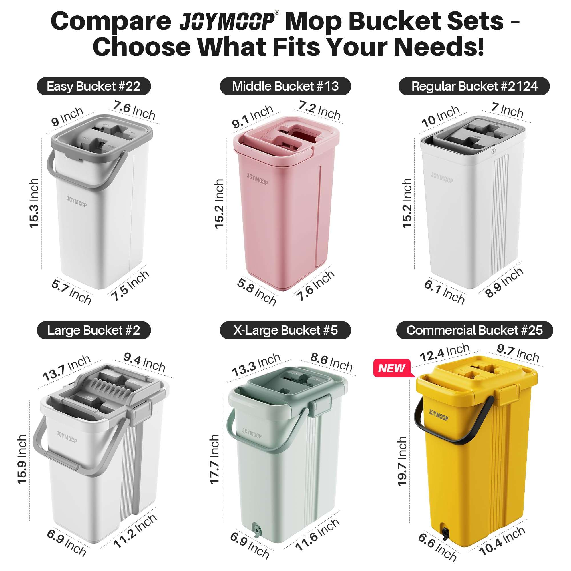 JOYMOOP Mop and Bucket Set with Wringer, Flat Mops for Floor Cleaning, Wall Mop Cleaner with Long Handle, Hardwood Floor Mop with 4 Microfiber Pads - Image 2