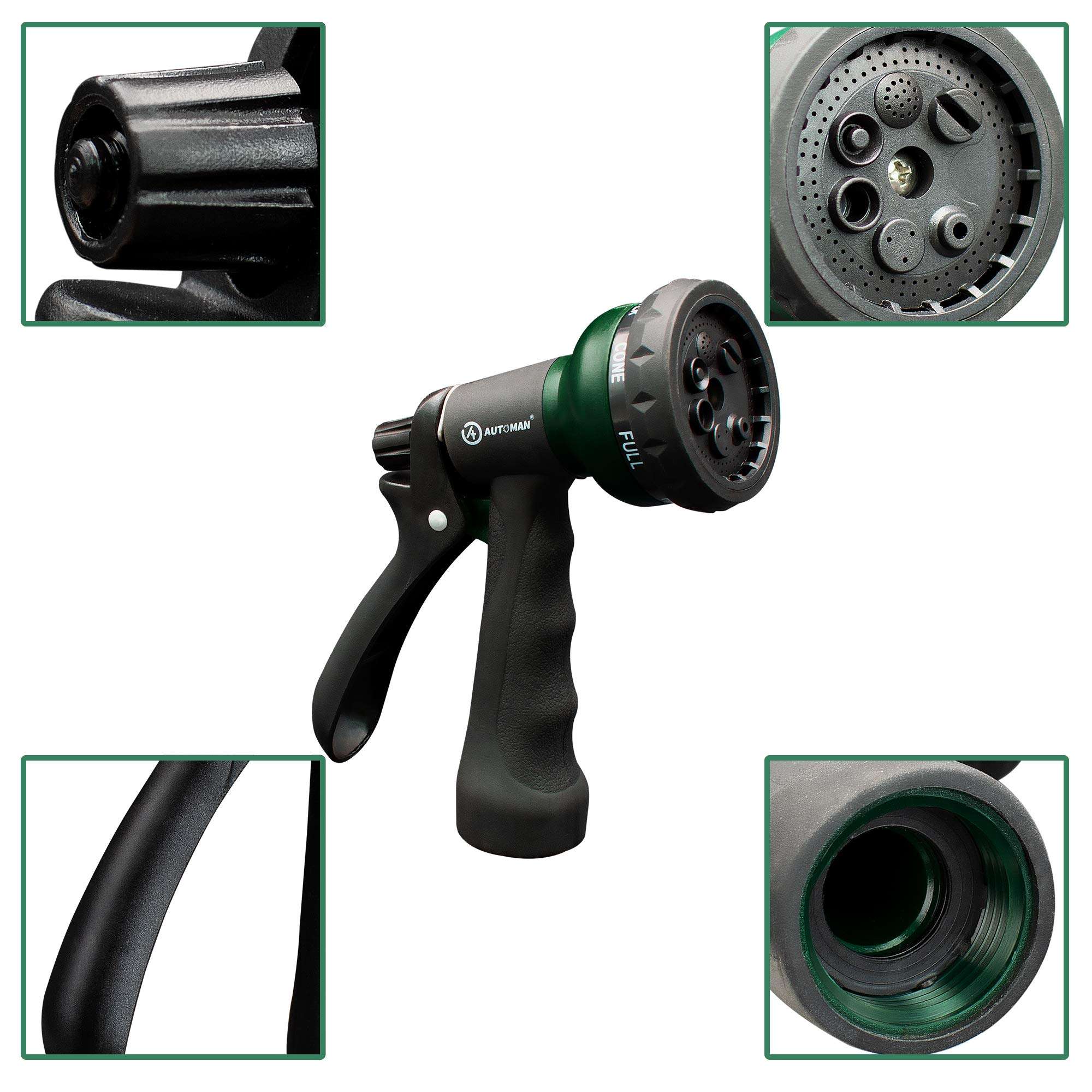 AUTOMAN-Garden-Hose-Nozzle, ABS Water Spray Nozzle with 7 Adjustable Watering Patterns, Slip Resistant for Watering Plants, Lawn& Garden, Washing Cars, Cleaning, Showering Pets & Outdoor Fun. - Image 4