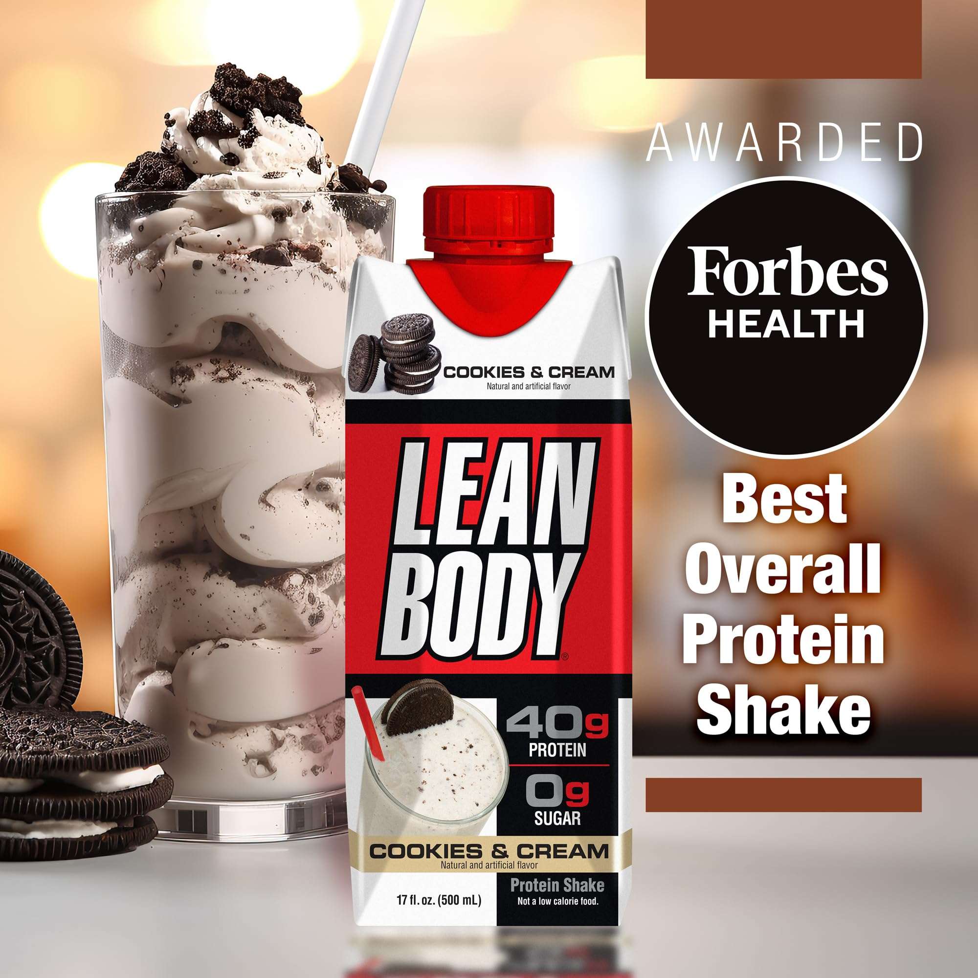 Lean Body Ready-to-Drink Cookies and Cream Protein Shake, 40g Protein, Whey Blend , 0 Sugar, Gluten No, 22 Vitamins & Minerals, (Recyclable Carton & Lid - Pack of 12) LABRADA , 17 Fl Oz (Pack of 12) - Image 2