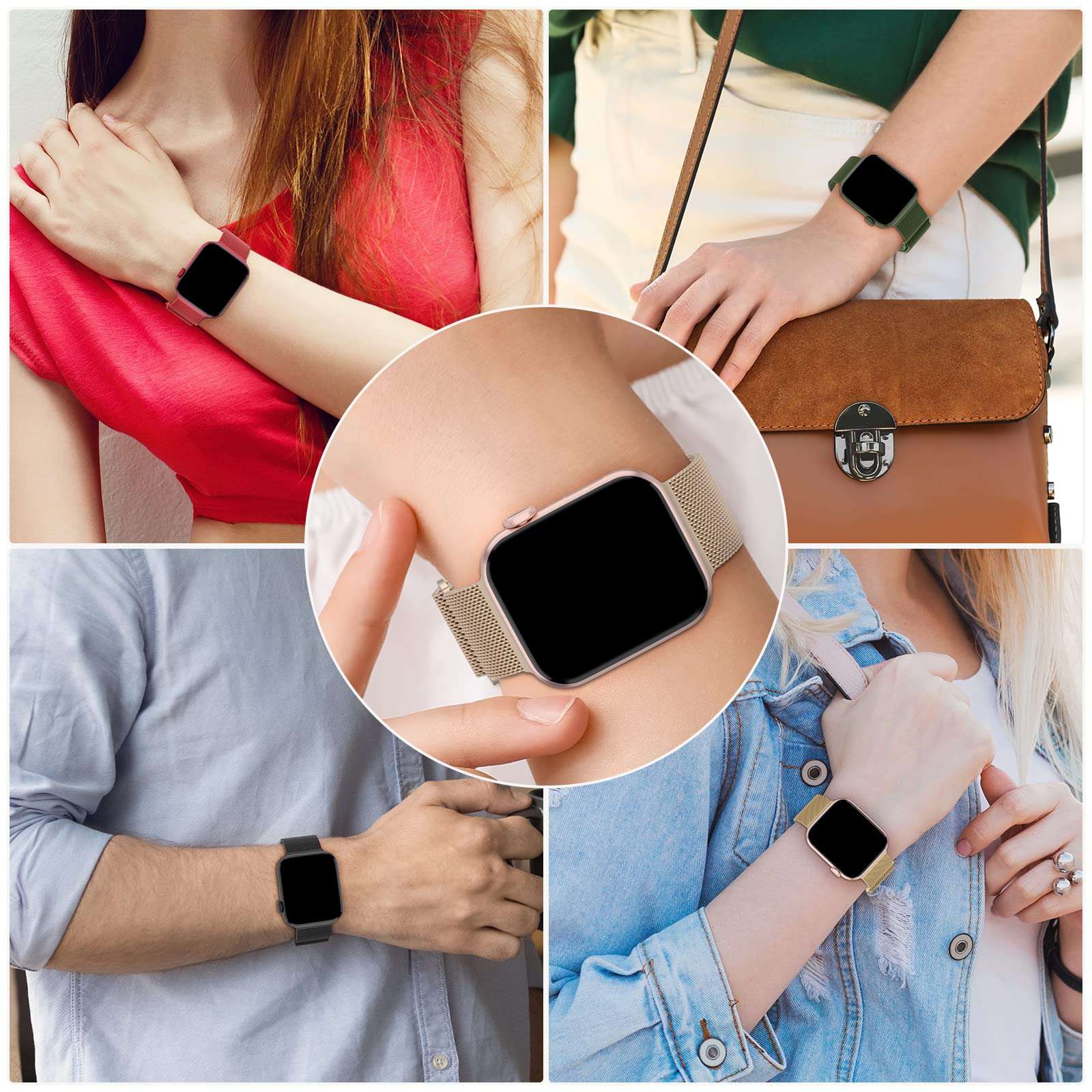 STEEZRD 3 Pack Mesh Metal Band Compatible with Apple Watch Band 38mm 40mm 41mm 42mm 44mm 45mm 46mm 49mm, Stainless Steel Magnetic Loop Strap for iWatch Ultra/2 Series 10/9/8/SE/7/6/5/4/3/2/1 Men Women - Image 5