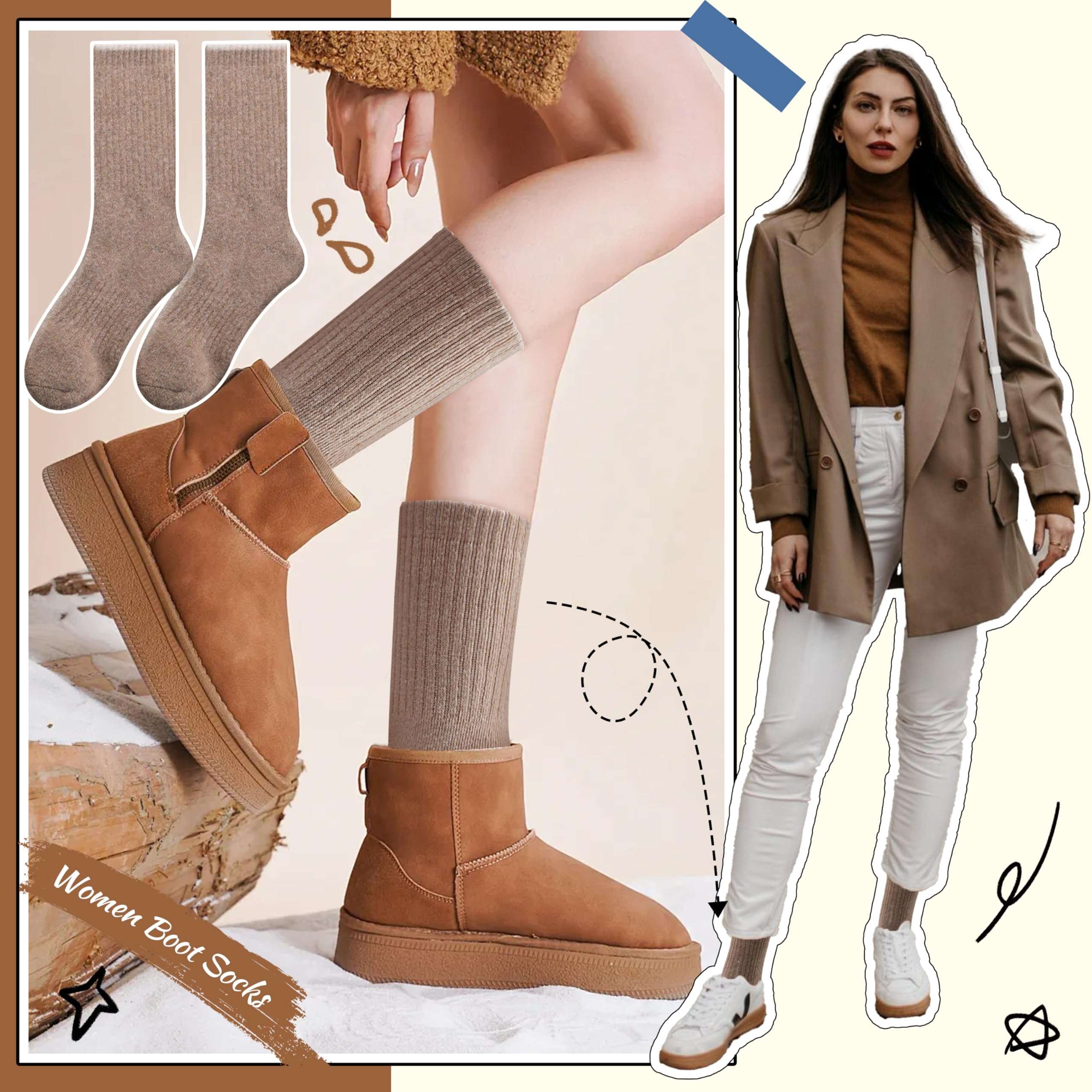 EBMORE Merino Wool Socks for Women Hiking Thermal Warm Winter Thick Boot Cozy Crew Comfy Work Socks for Ladies 5 Pairs - Image 4