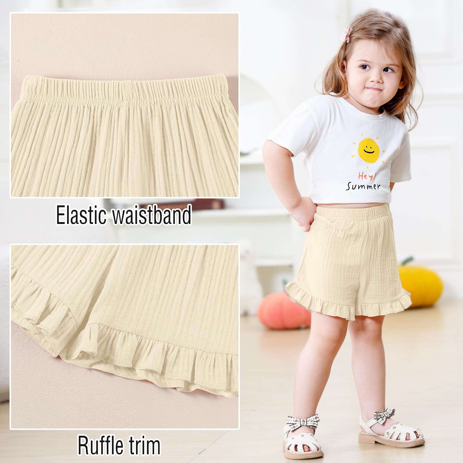 DREAM BUS 3 Pack Baby Girls Shorts Toddler Summer Casual Shorts Cotton Toddler Girls Ruffled Shorts Newborn Infant Bloomers - Image 5