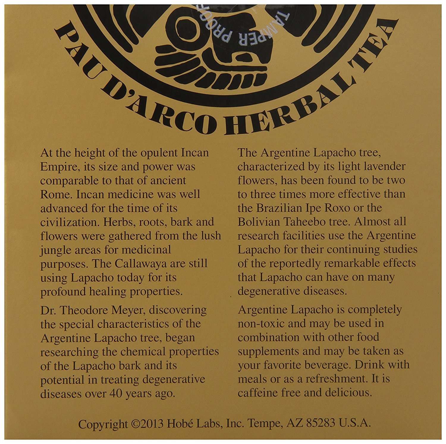 Hobe Labs Treasure of The Incas PAU D'Arco Herbal Tea - 54 Tea Bags - Image 2
