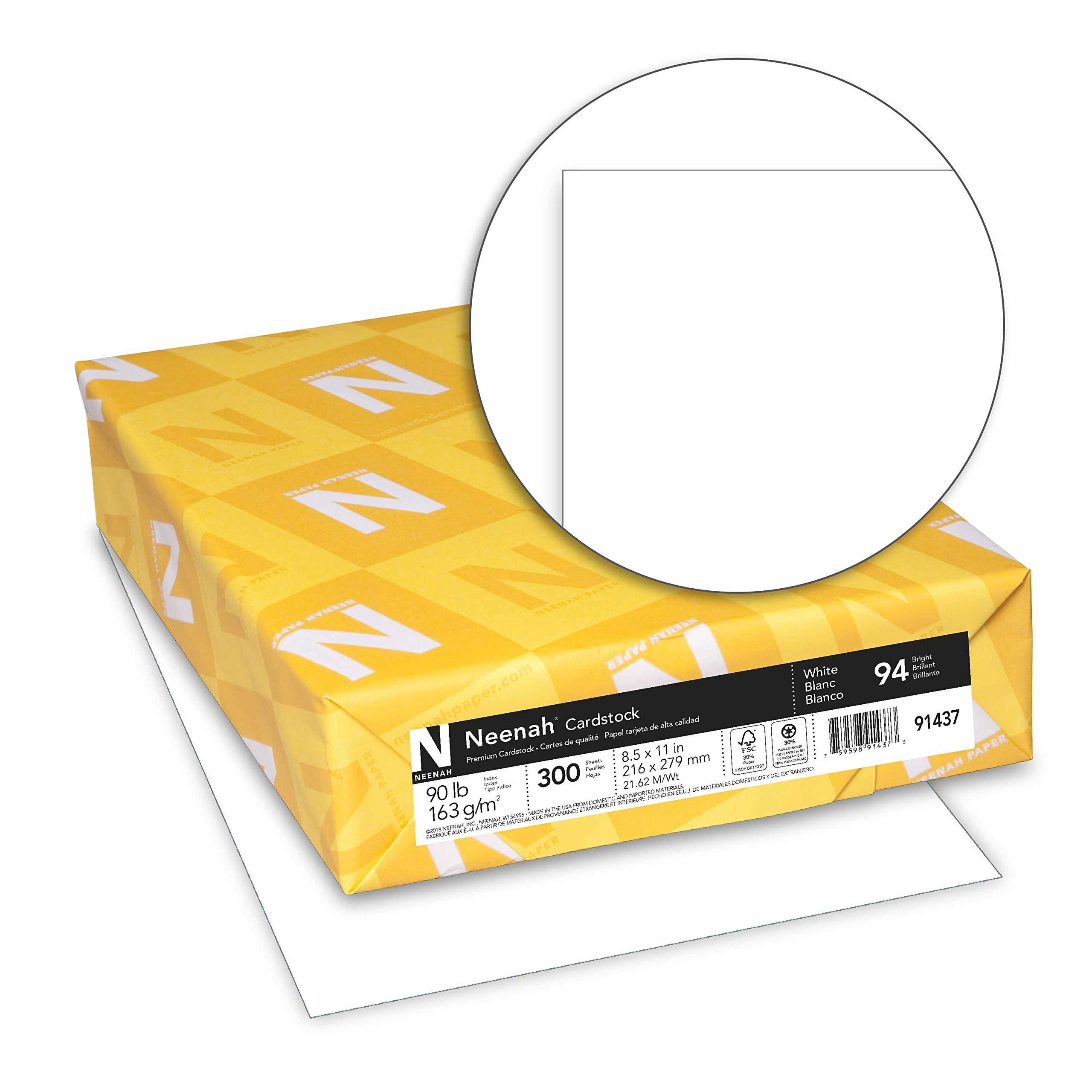 Neenah Index Cardstock, 8.5" x 11", 90 lb/163 gsm, White, Lightweight, 94 Brightness, 300 Sheets (91437) - Image 1