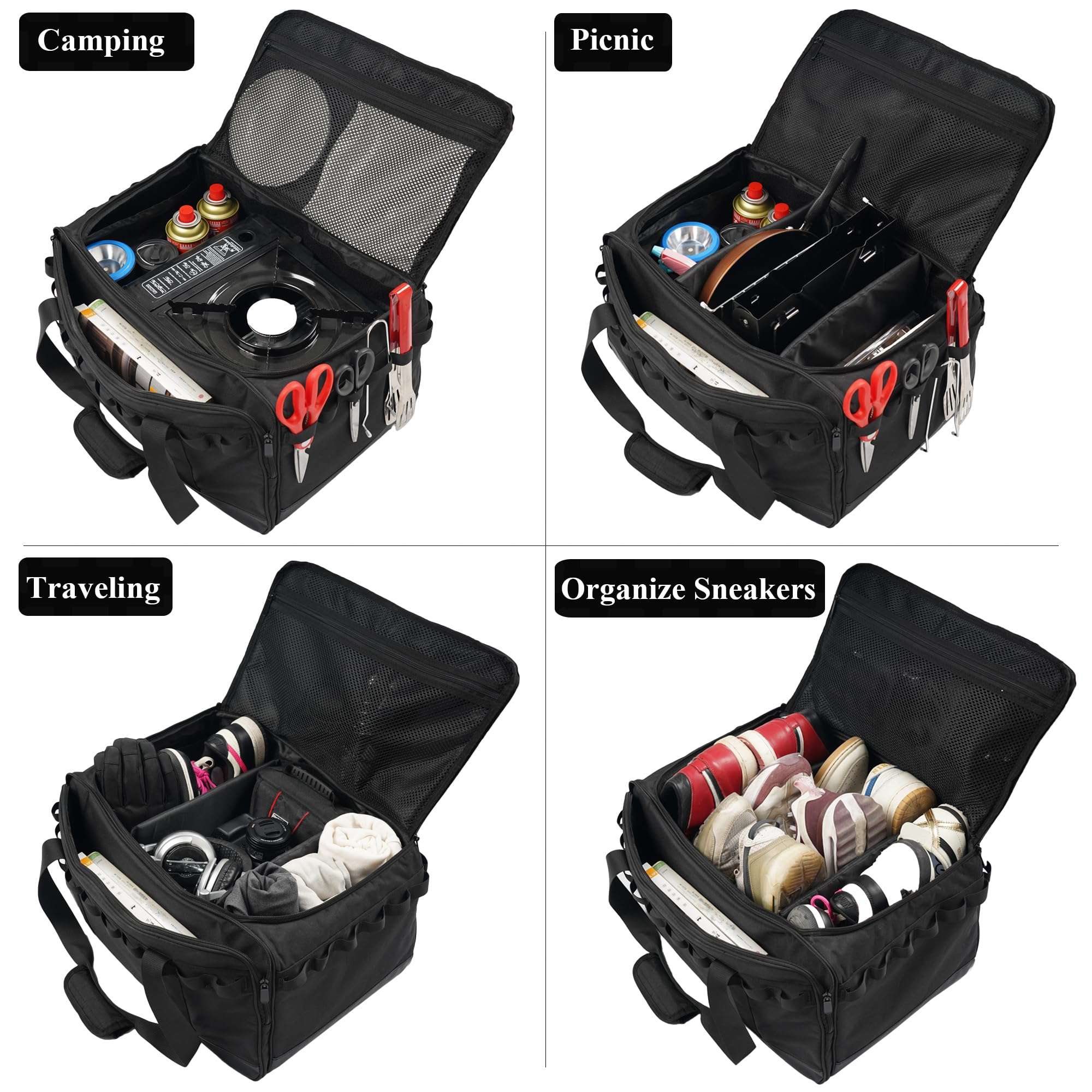 COOZMENT 35L Camping Bag,Tactical Duffle Bag with Waterproof Bottom,Shoe Bag for Travel/Outdoor with 3 Adjustable Dividers,Picnic Camping Organizer,Multi-functional Duffel Bag for Camping/Sports/GYM - Image 7