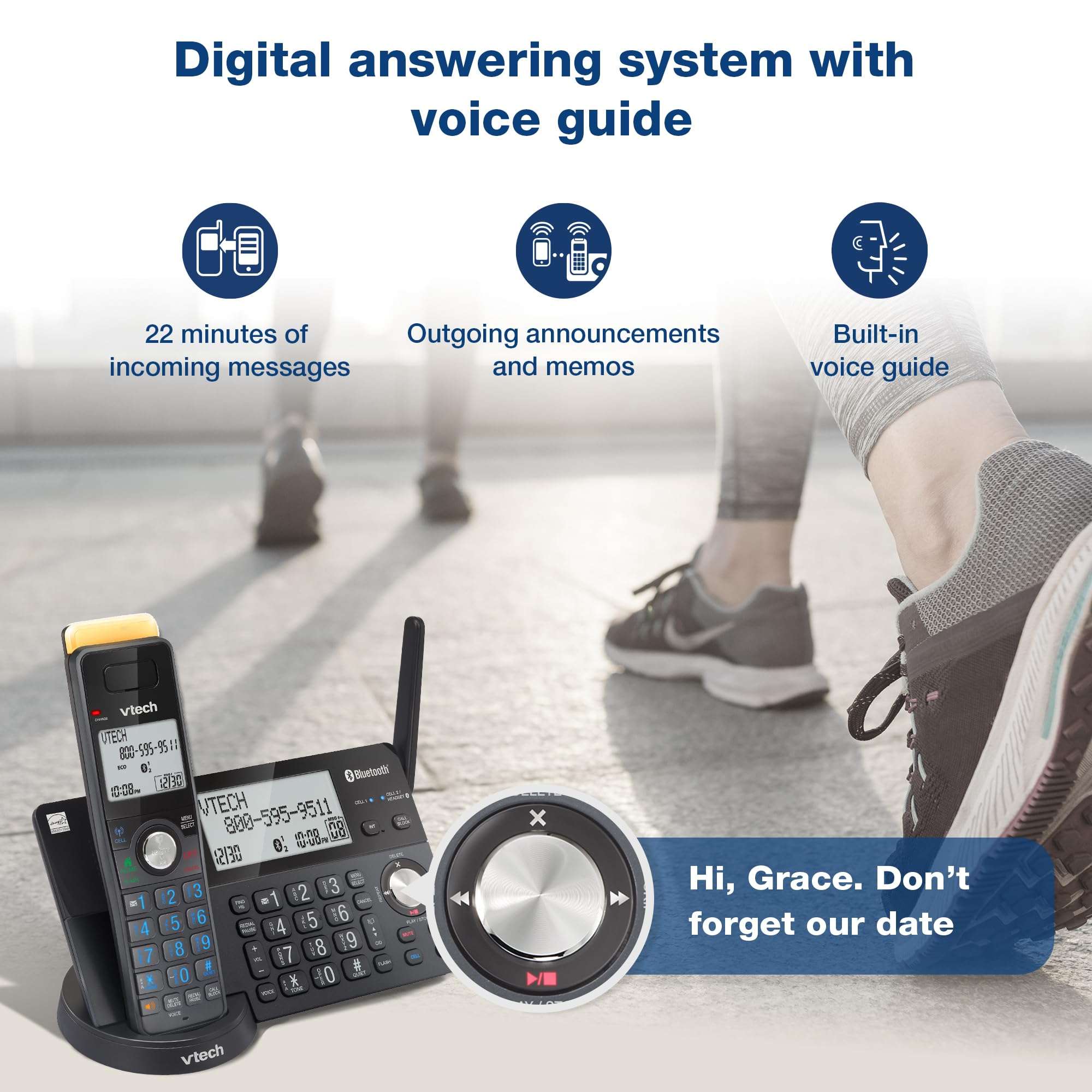 VTech IS8128-51 Super Long Range 5-Handset DECT 6.0 Cordless Phone for Home with Answering Machine, 2300 ft Range, Call Blocking, Bluetooth Connect to Cell, Intercom - Image 5