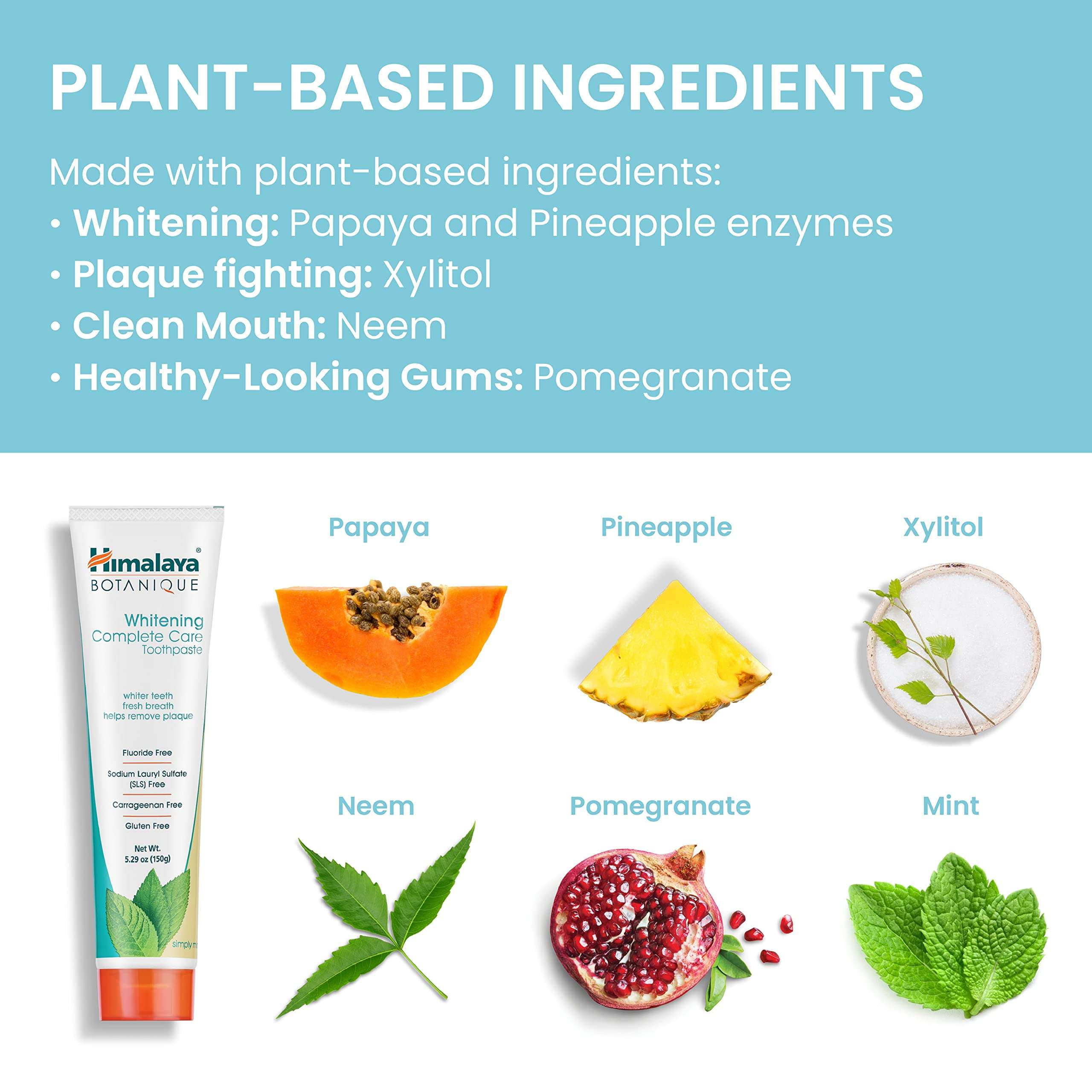 Himalaya Botanique Complete Care Whitening Toothpaste, Simply Mint, for a Clean Mouth, Whiter Teeth and Fresh Breath, 5.29 oz - Image 6