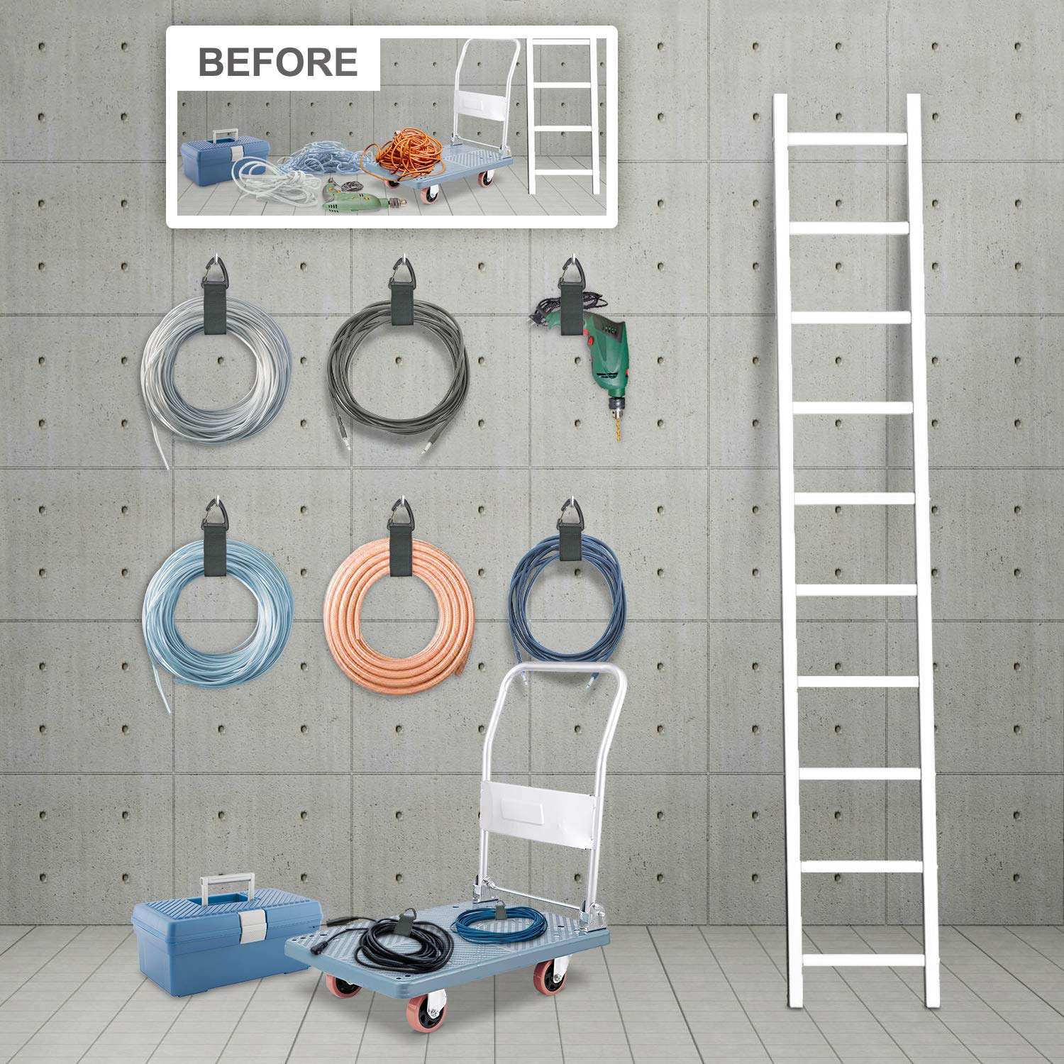 ZTSXLLIM Extension Cord Holder Organizer(4 Pack XL), Hose Hanger for Garage Organization and Storage, 16-Inch Heavy Duty Storage Straps, Garage Gadgets for Men - Image 6